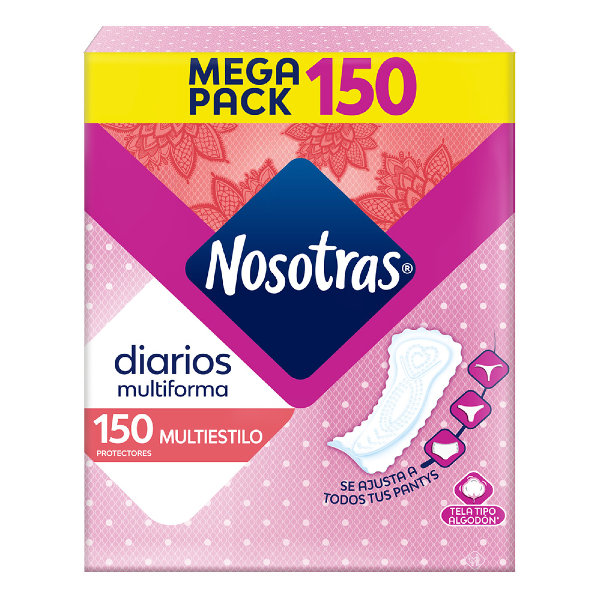 PROTECTORES DIARIOS NOSOTRAS MULTIESTILO 150 UNIDADES