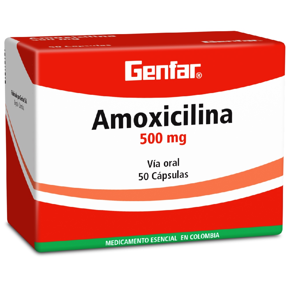 Amoxicilina 500 mg, 50 cápsulas - Genfar