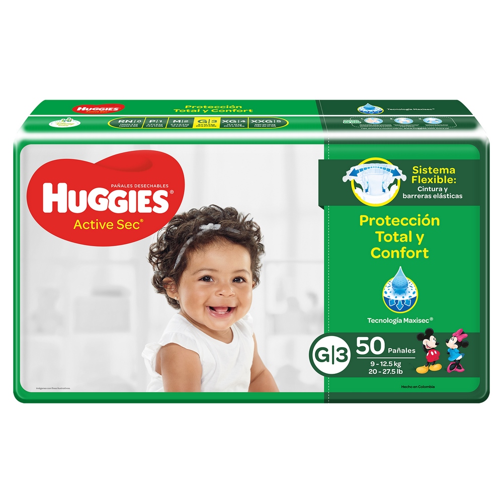 Huggies Active Secure Etapa 3 - Pañales 50 uds
