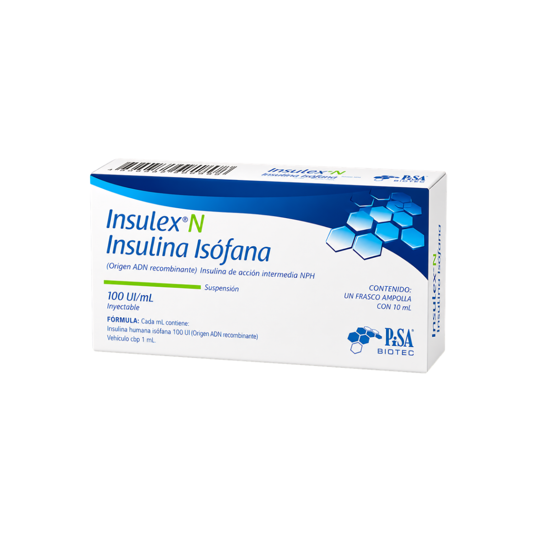 Insulina Insulex N Isófana 100 UI/mL - Ampollas (Pfizer, Novoli)