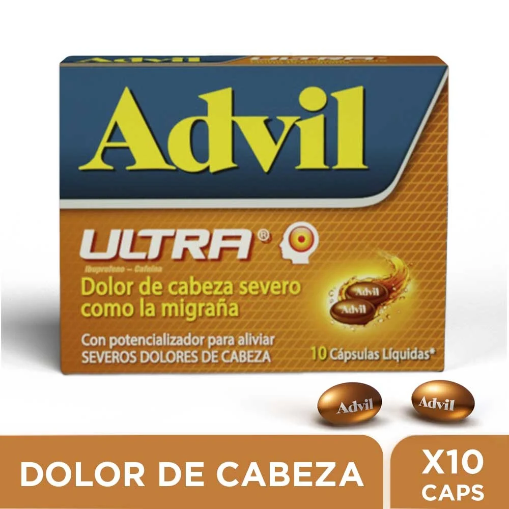 Advil Ultra 10 cápsulas – Ibuprofeno con cafeína