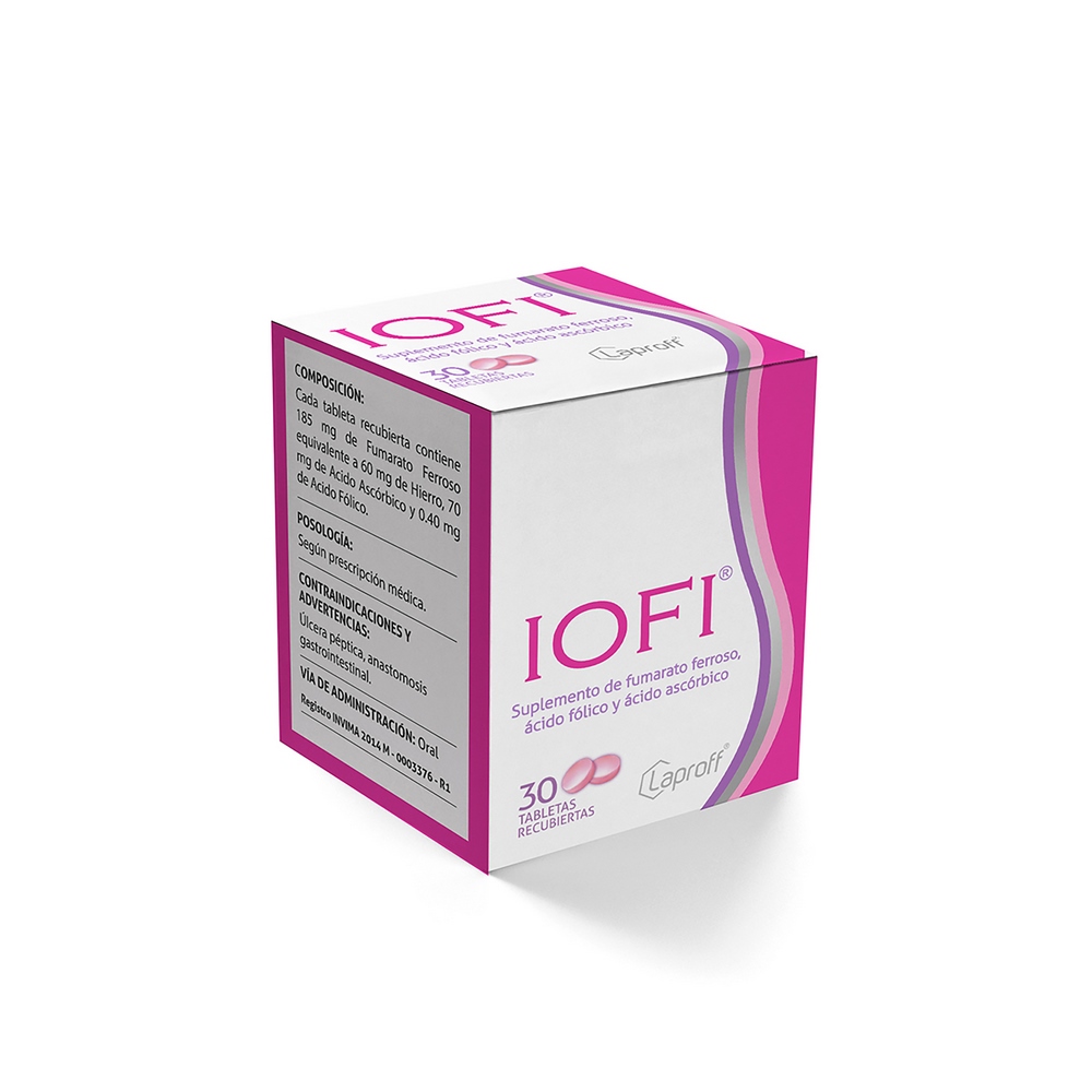 IOFI Frasco 30 tabletas – ferroso, ácido ascórbico y ácido fólico