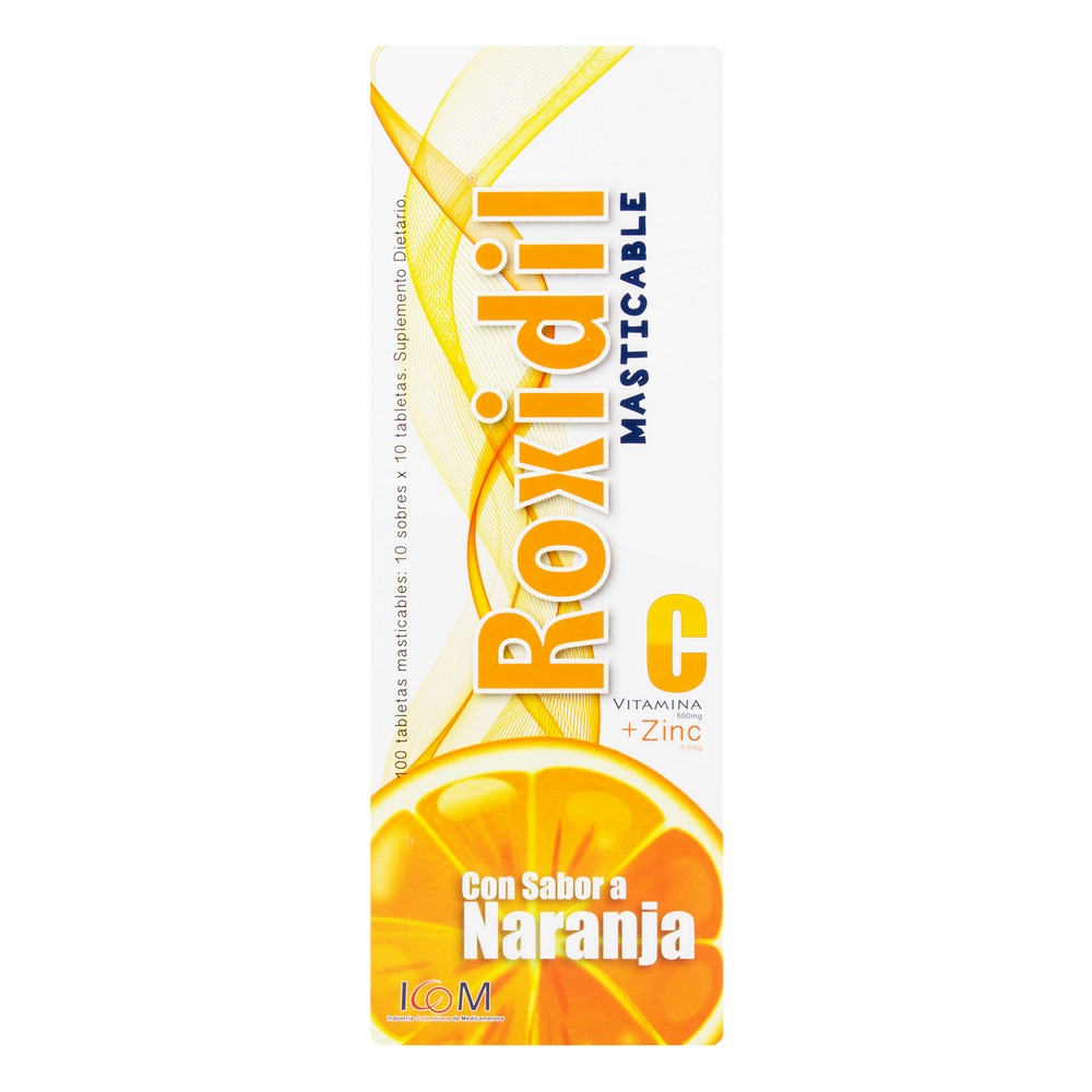 ICOM Roxidil Vitamina C 500 mg con Zinc - 100 tabletas