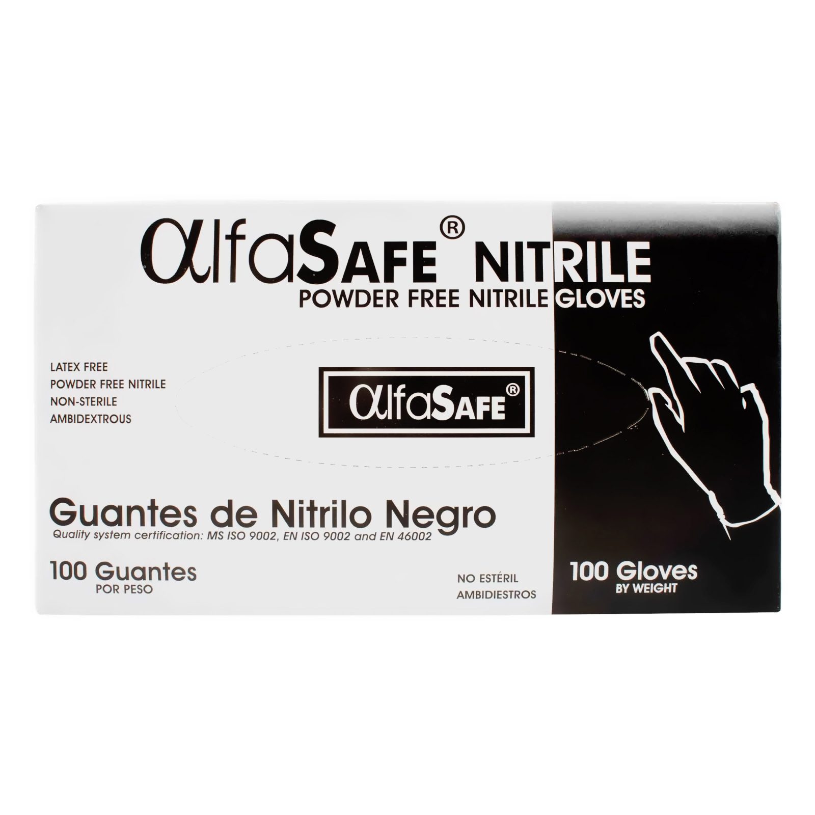 Guantes nitrilo negros Alfa talla M 100 uds