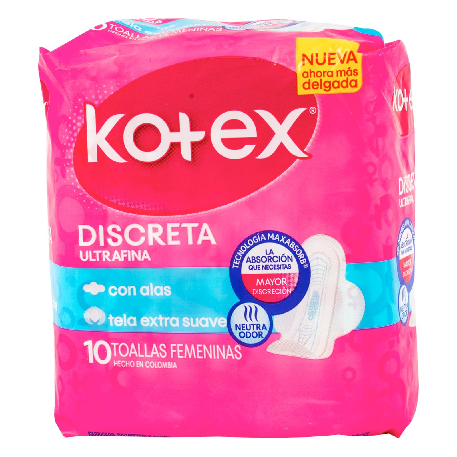 Kotex Discreta Tela – Toallas 10 uds