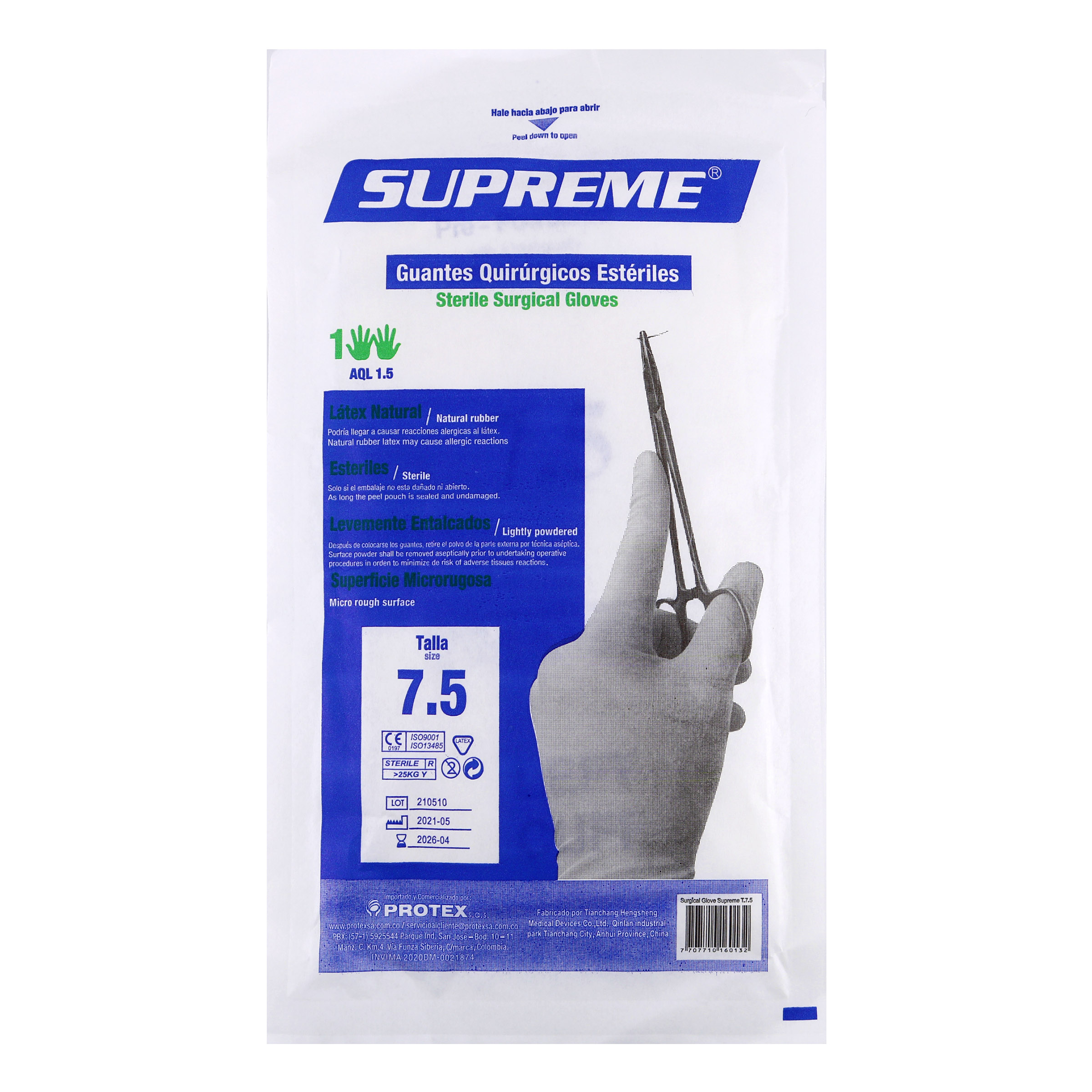 Guantes Quirúrgicos Estériles Suprem Talla 7.5 – 1 Par