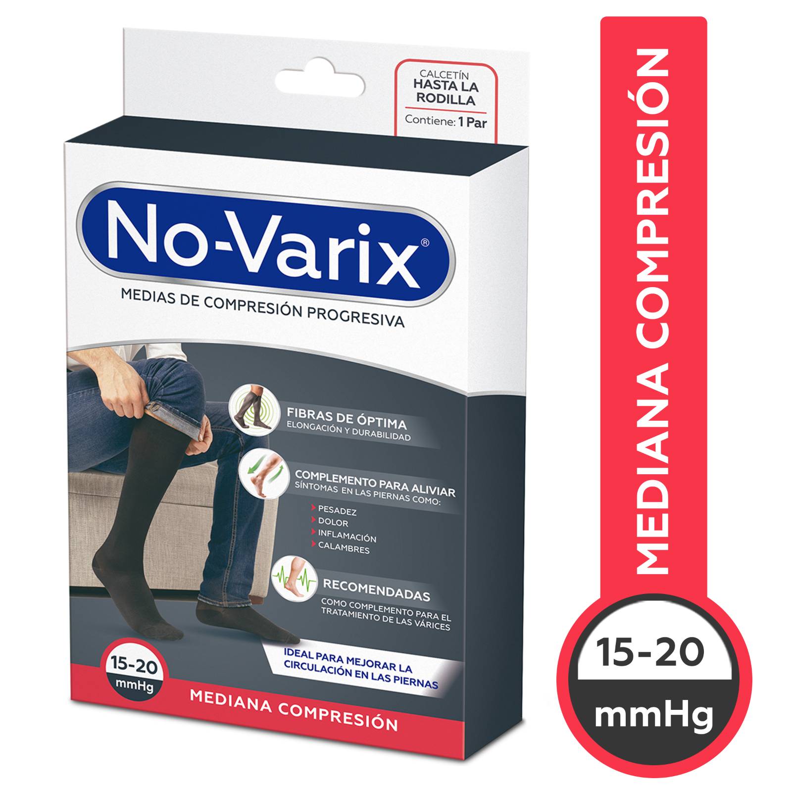 CALCET HOMB NOVARIX 15-20MMHG.NEGRO.T.M MEDIAS ANTIVARICES