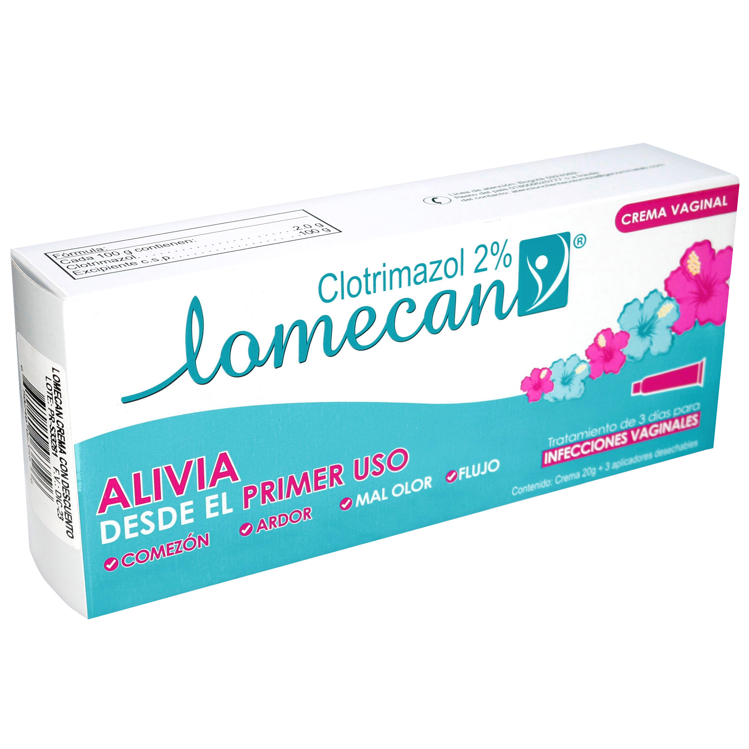 Lomécan V crema vaginal 2% 20 g + 3 aplicadores