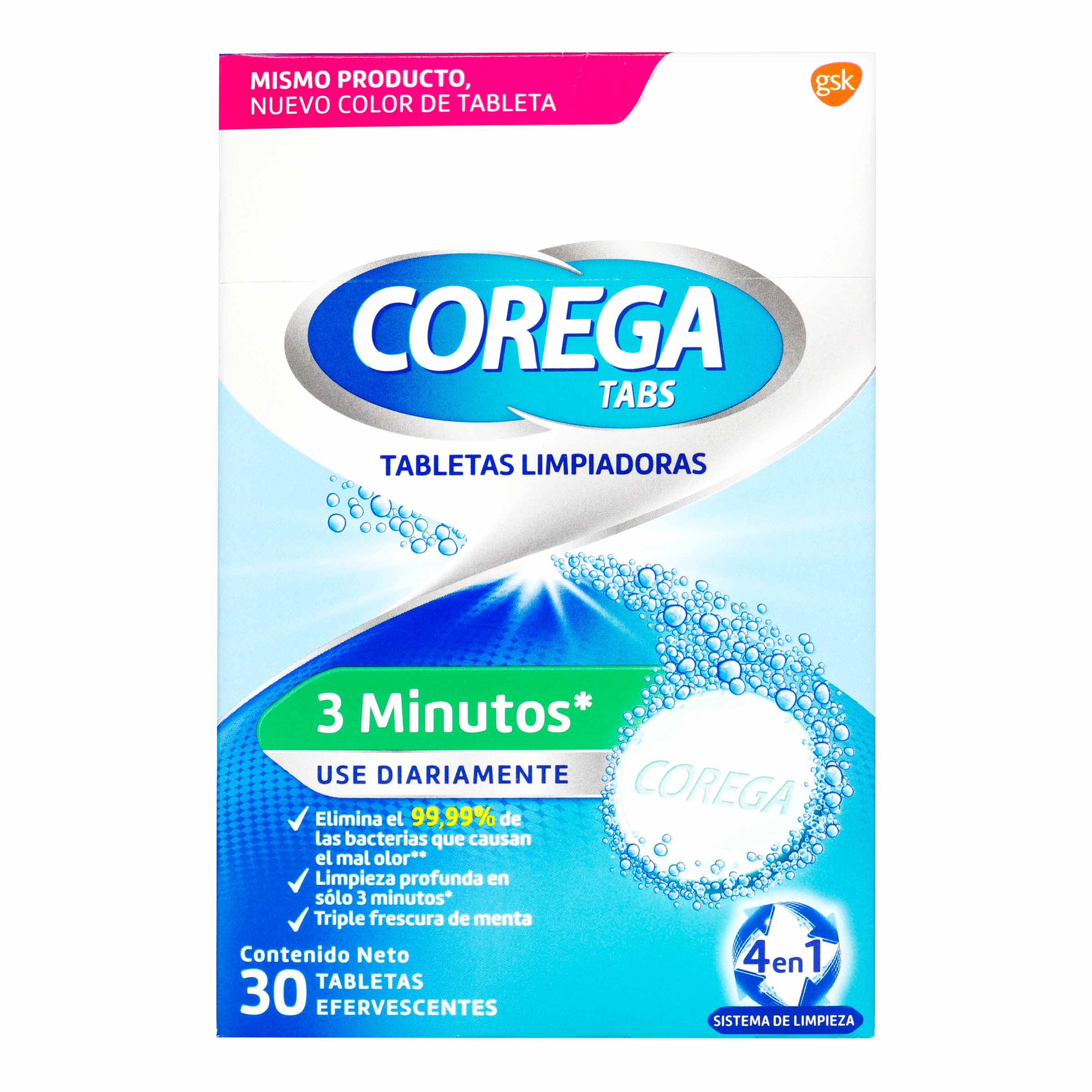 COREGA Tabs 30 – Tabletas para limpieza de prótesis