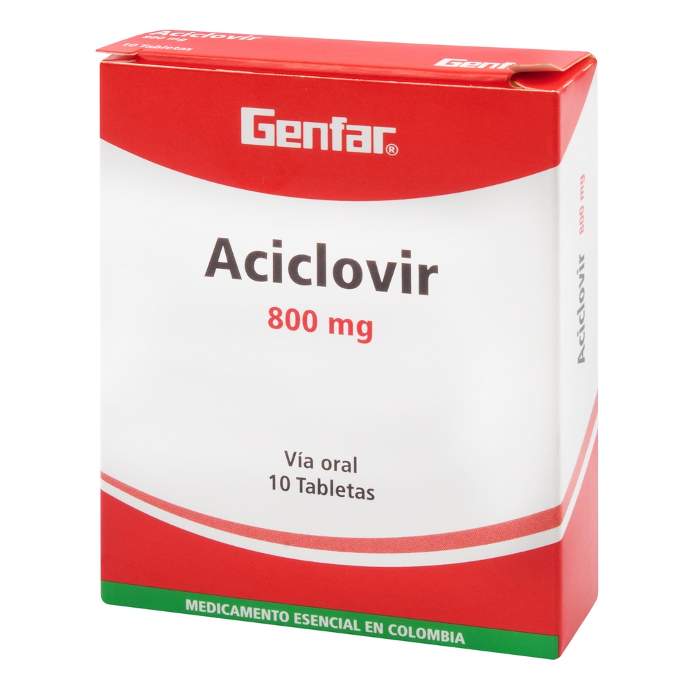 Aciclovir 800 mg - 10 tabletas Genfar