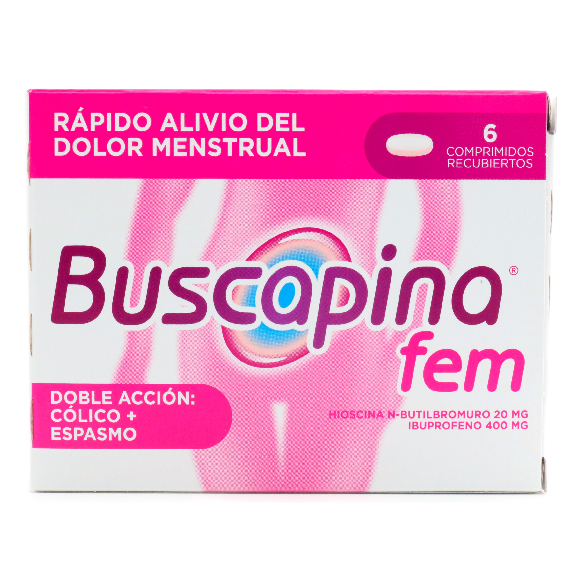 Buscapina FEM 6 tabletas – hioscina e ibuprofeno