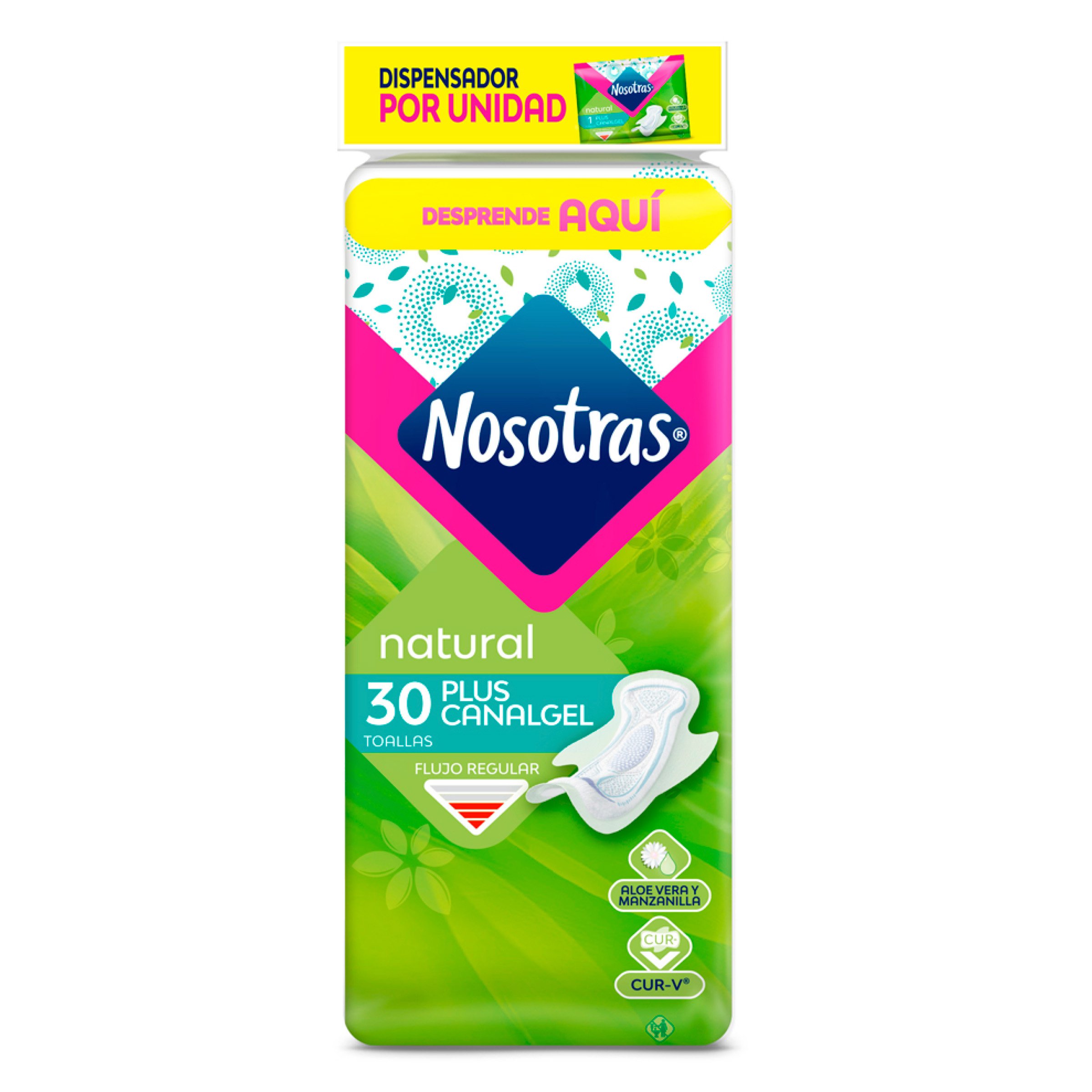 Nosotras Natural Plus CanalGel - 30 Unidades Toallas Absorbentes