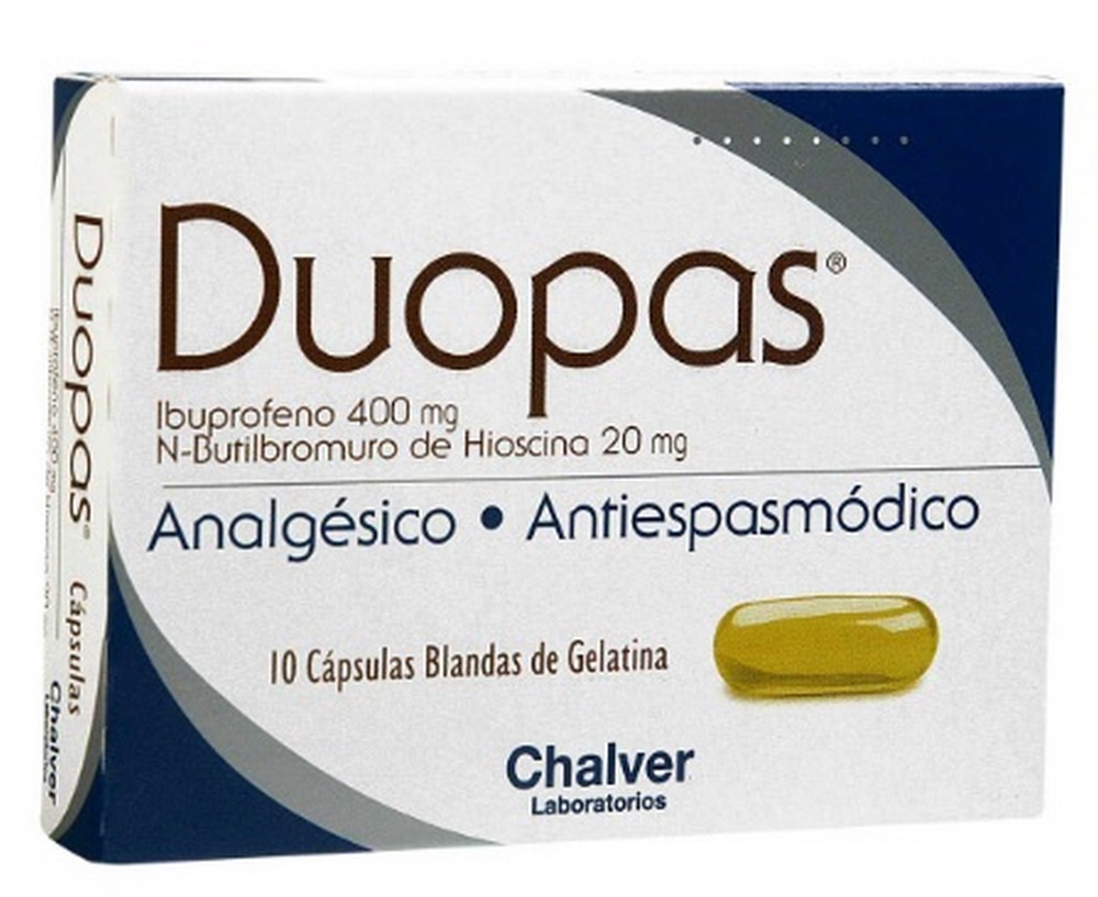 Duopas 400/20 mg cápsulas – Hioscina + Ibuprofeno, 10 cápsulas