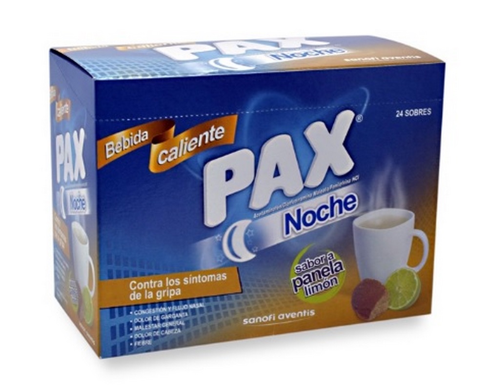 Pax Caliente Noche Panela 24 SBS – Acetaminofén, Clorfeniramina y Fenilefrina