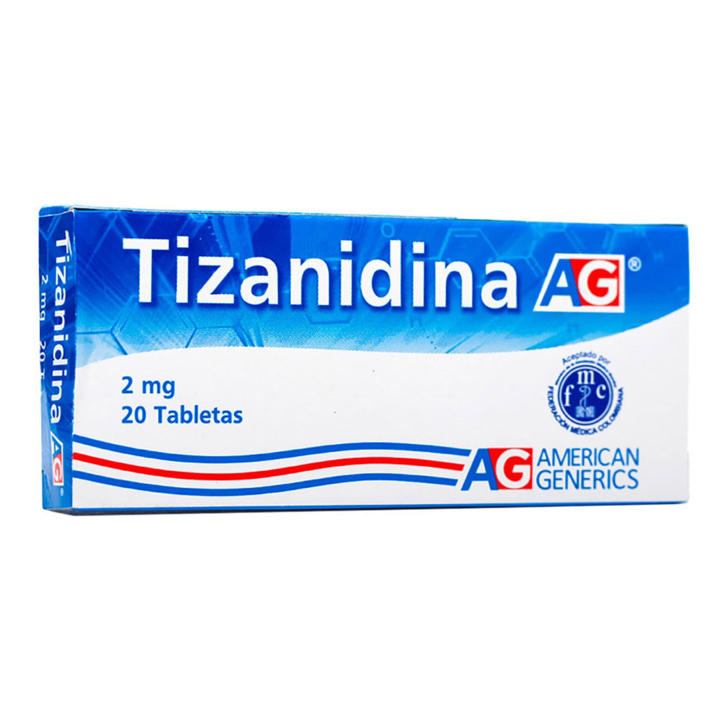 Tizanidina 2 mg - 20 tabletas