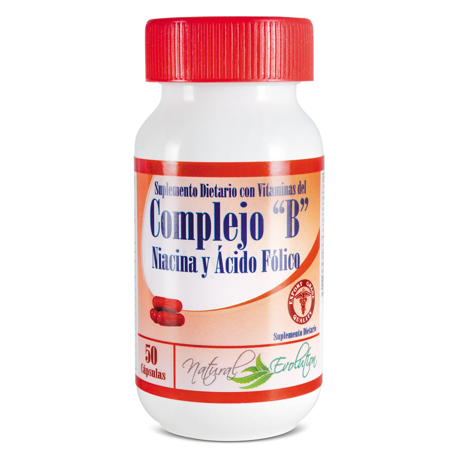 Complejo B Evol – 50 cápsulas Niacina y Ácido Fólico