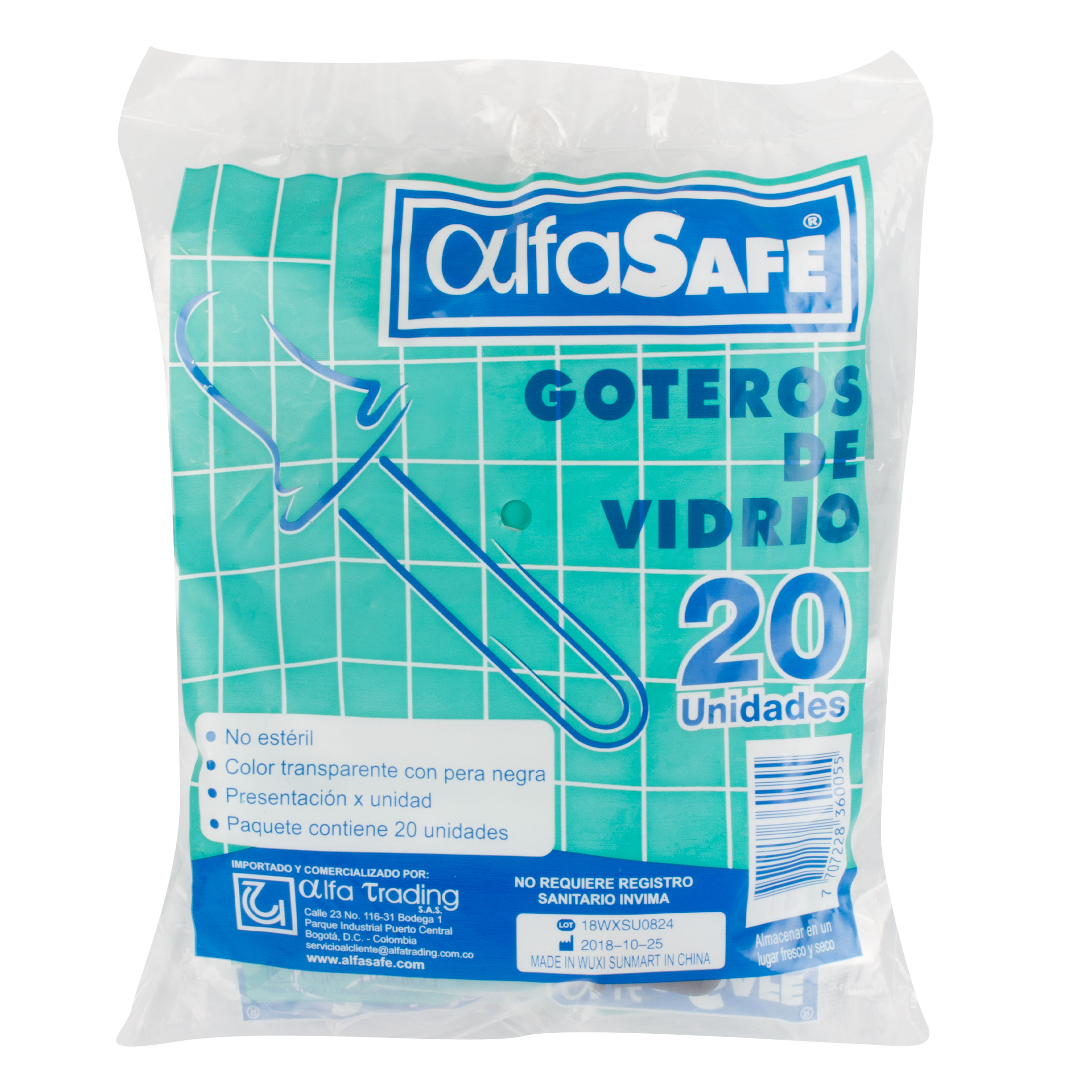 Goteros de Vidrio Alfa Bolsa 20 Und – Alfa Trading
