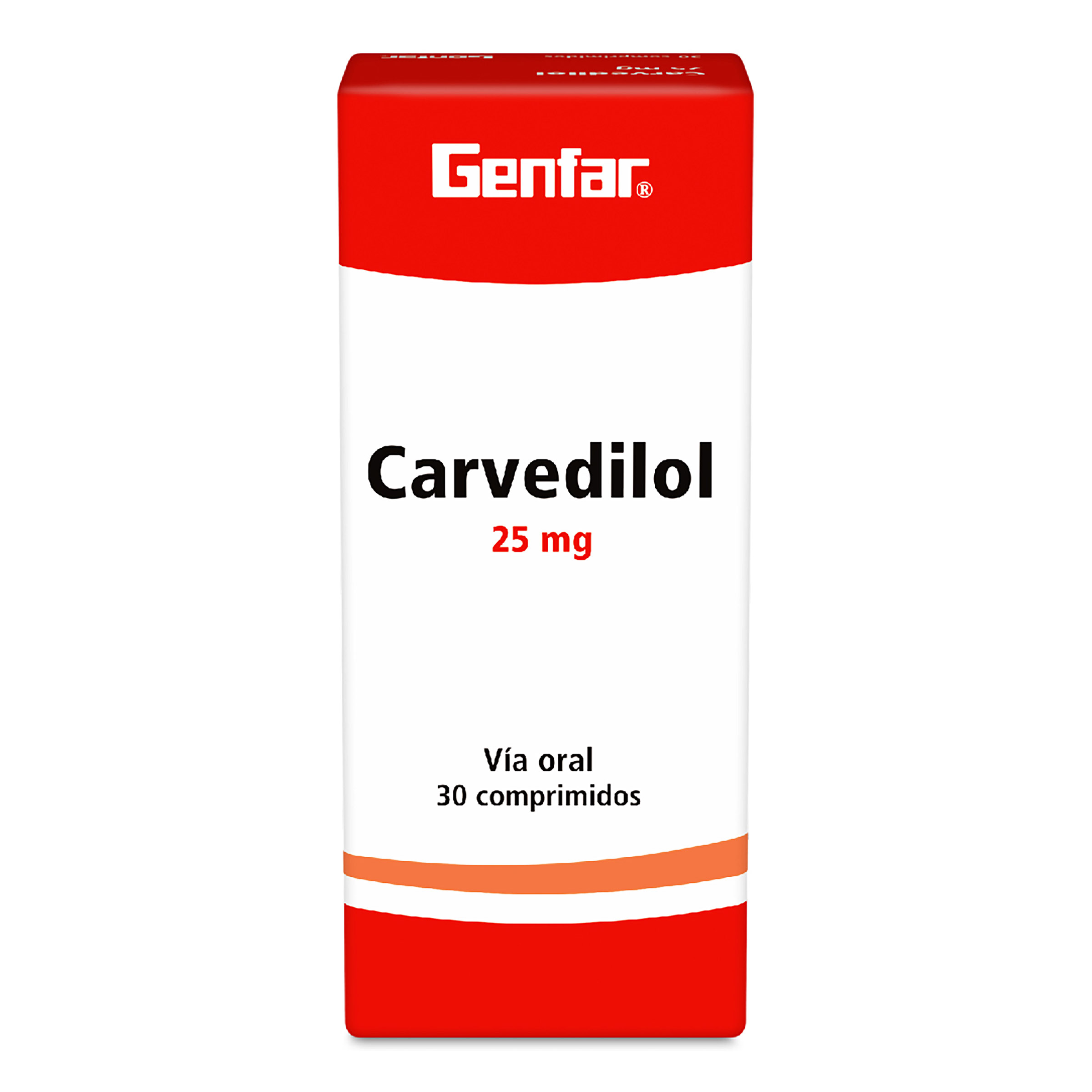 Carvedilol 25 mg - 30 tabletas Genfar
