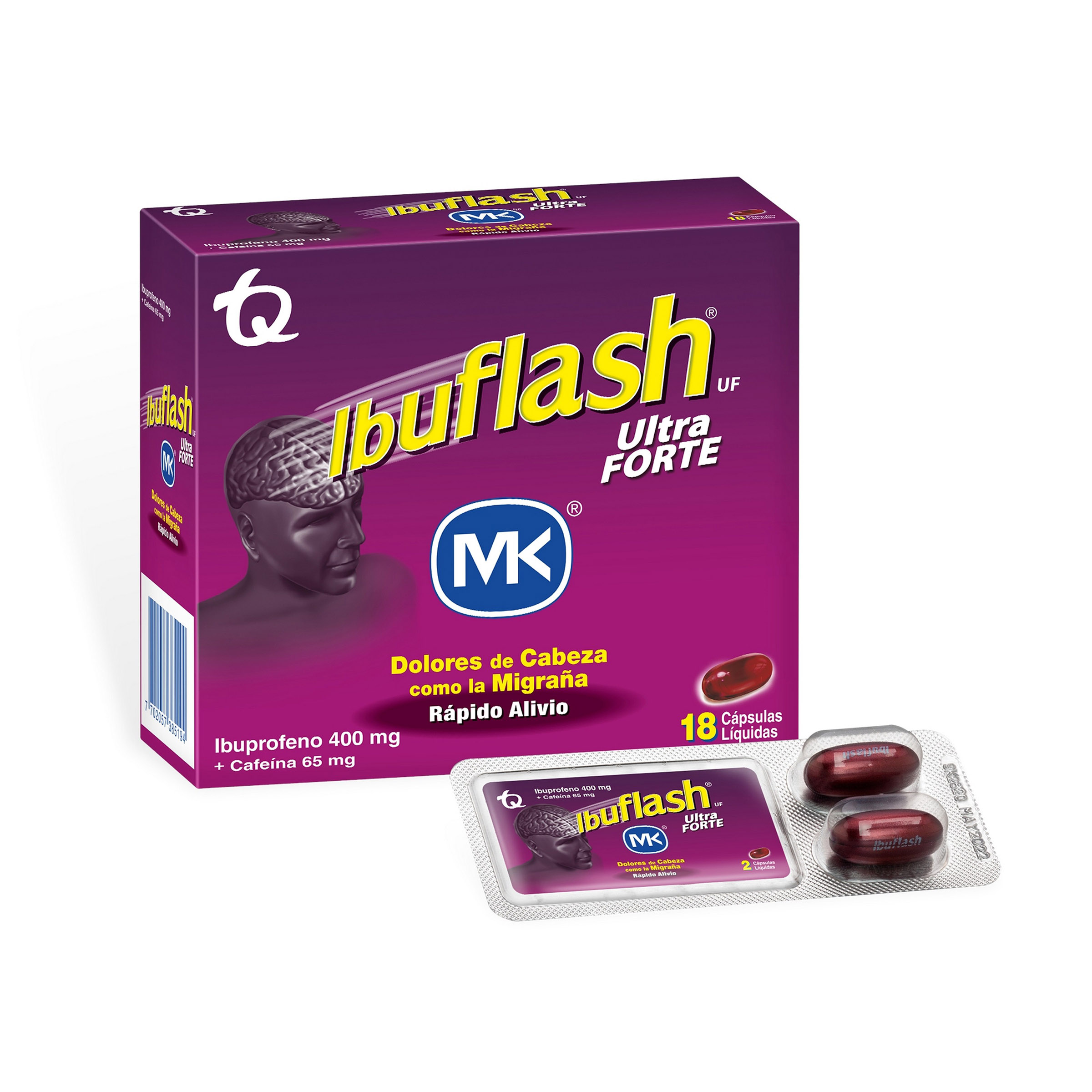 IBUFLASH ULTRA FORTE 18 CAPSULAS IBUPROFENO-CAFEINA