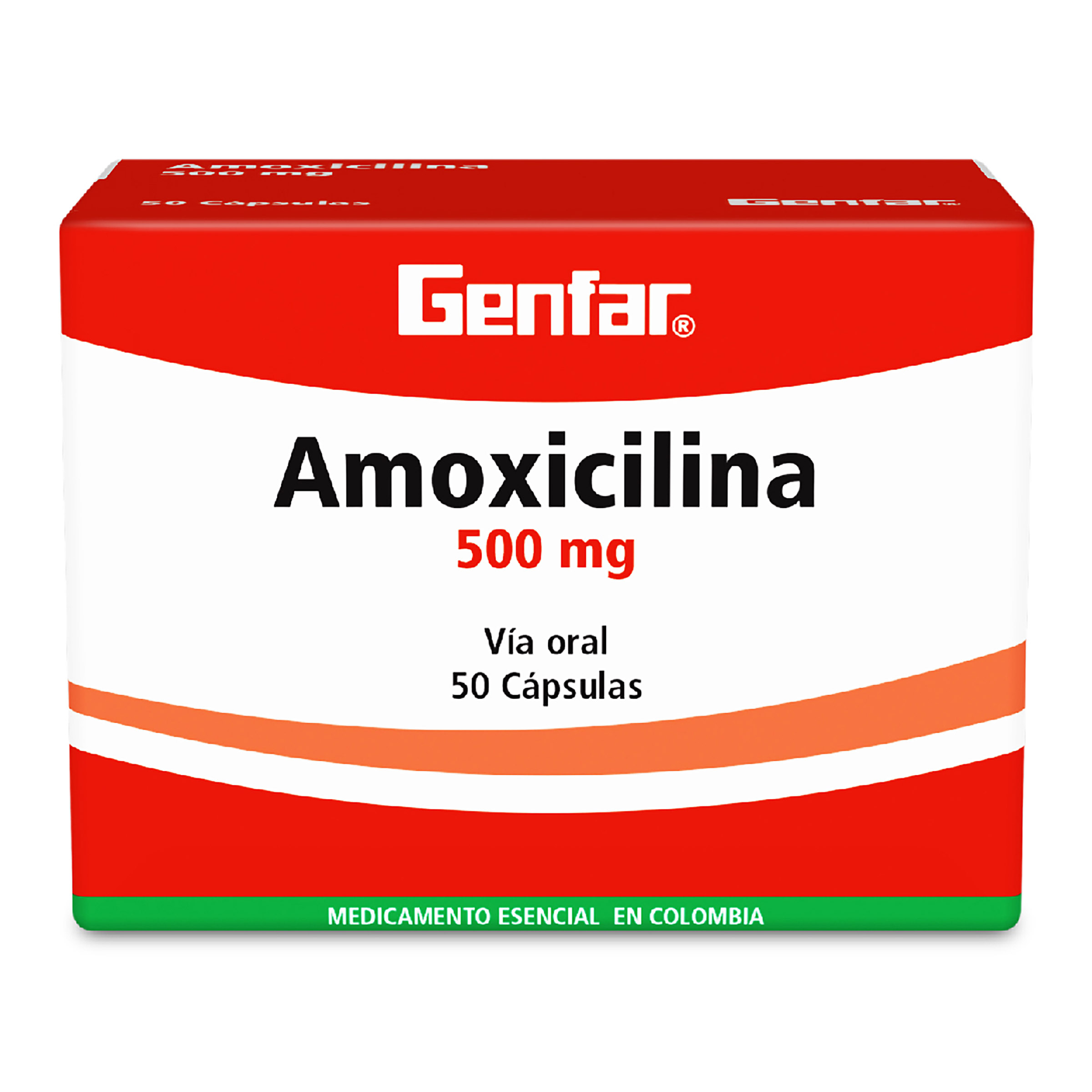 Amoxicilina 500 mg, 50 cápsulas - Genfar