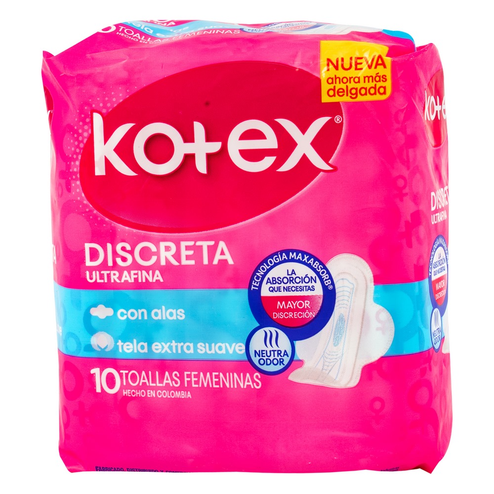 Kotex Discreta Tela – Toallas 10 uds