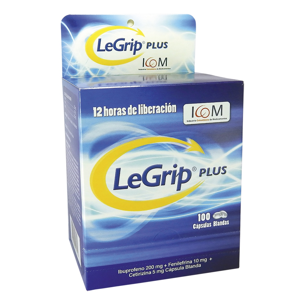 LeGrip Plus – 10 cápsulas | Ibuprofeno, fenilefrina y cetirizina | ICOM