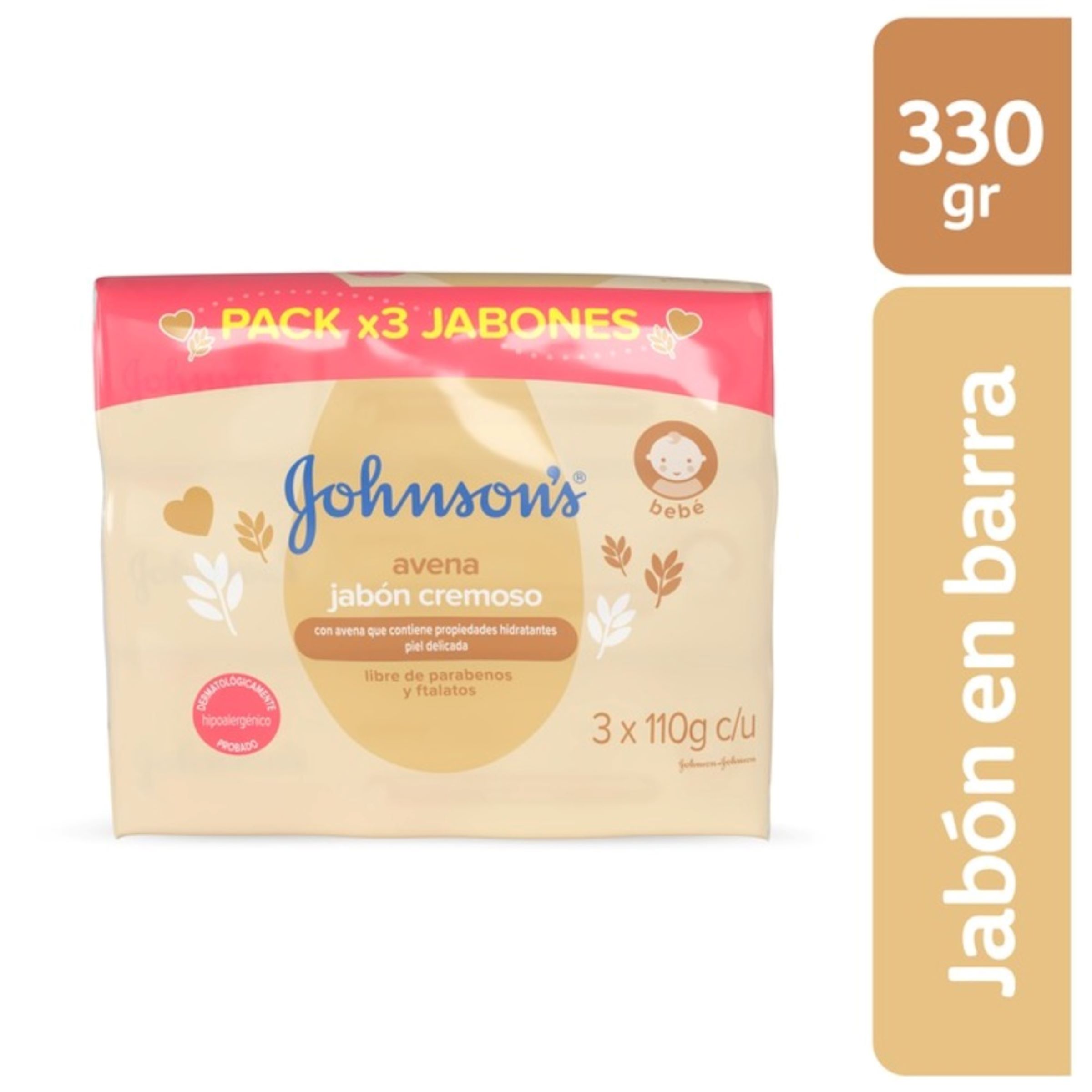 Jabón JJ Baby Avena 110 g – pack 3