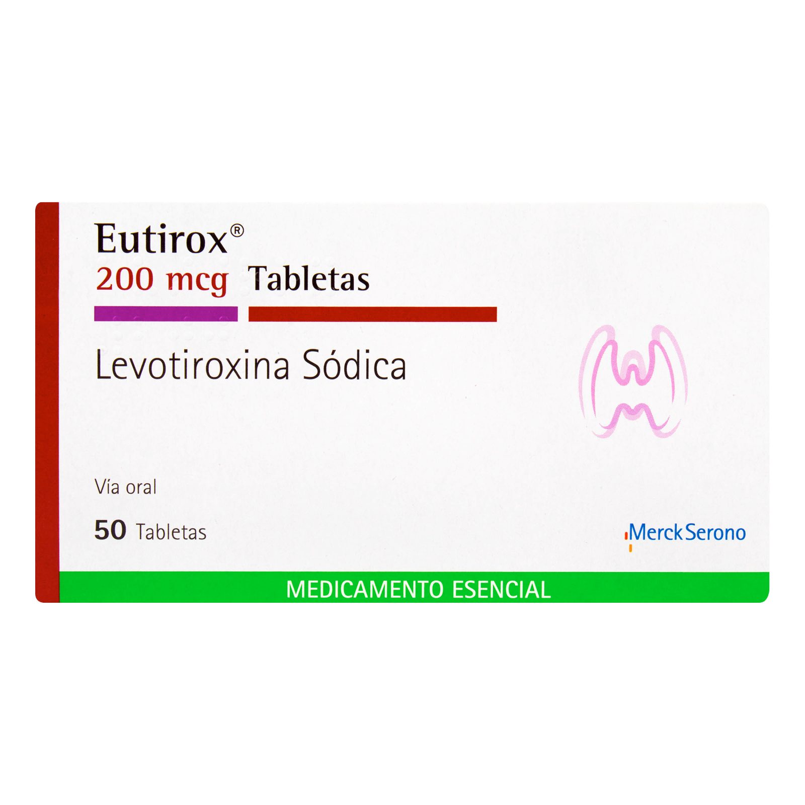 Eutirox 200 mcg - Levotiroxina Sódica 50 tabletas