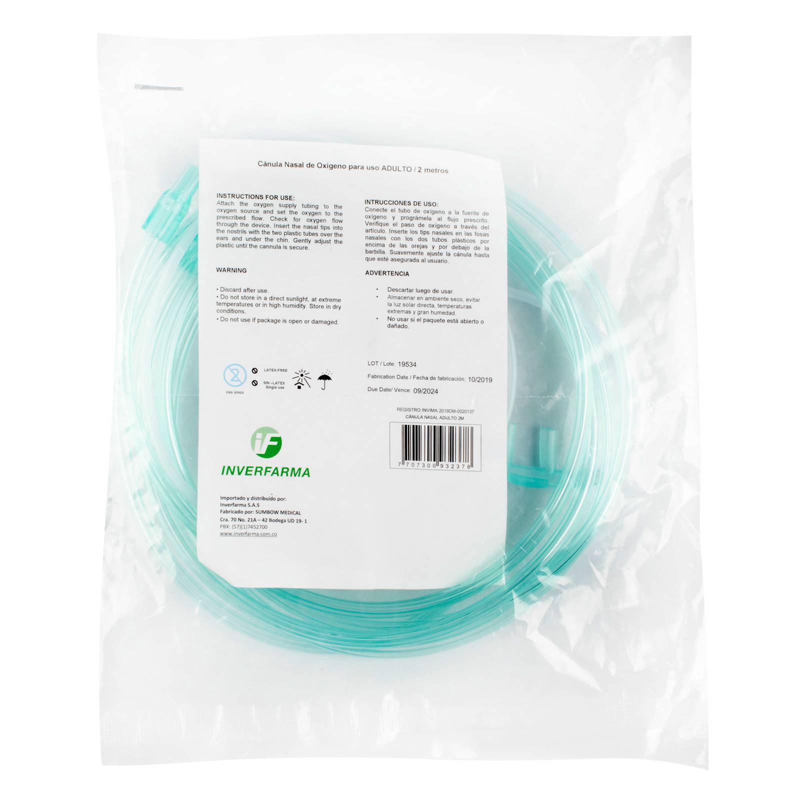Canula nasal adulto Biolife – accesorio médico complementario