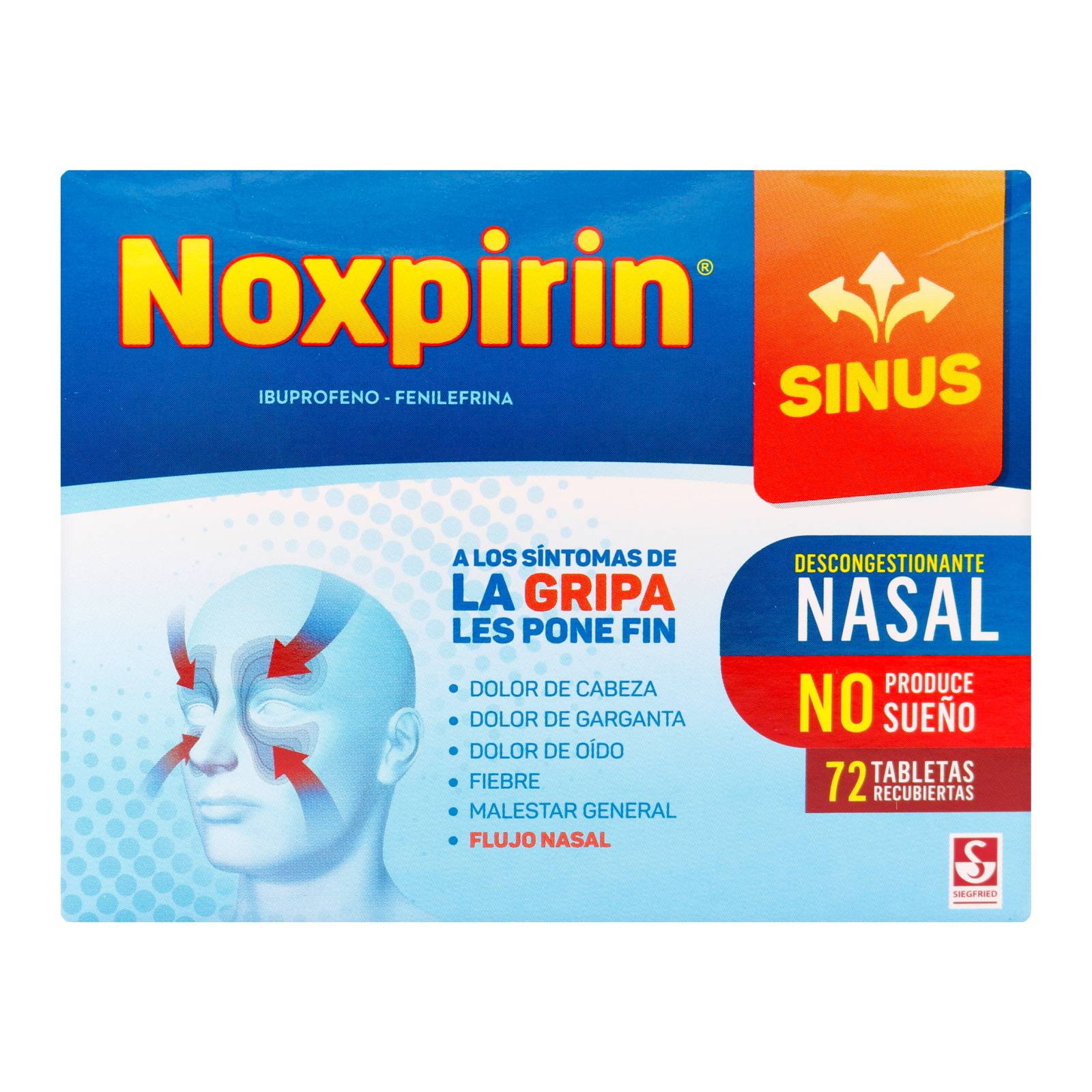 Noxpirin Sinus 66 cápsulas – Ibuprofeno y Fenilefrina (promo 72)