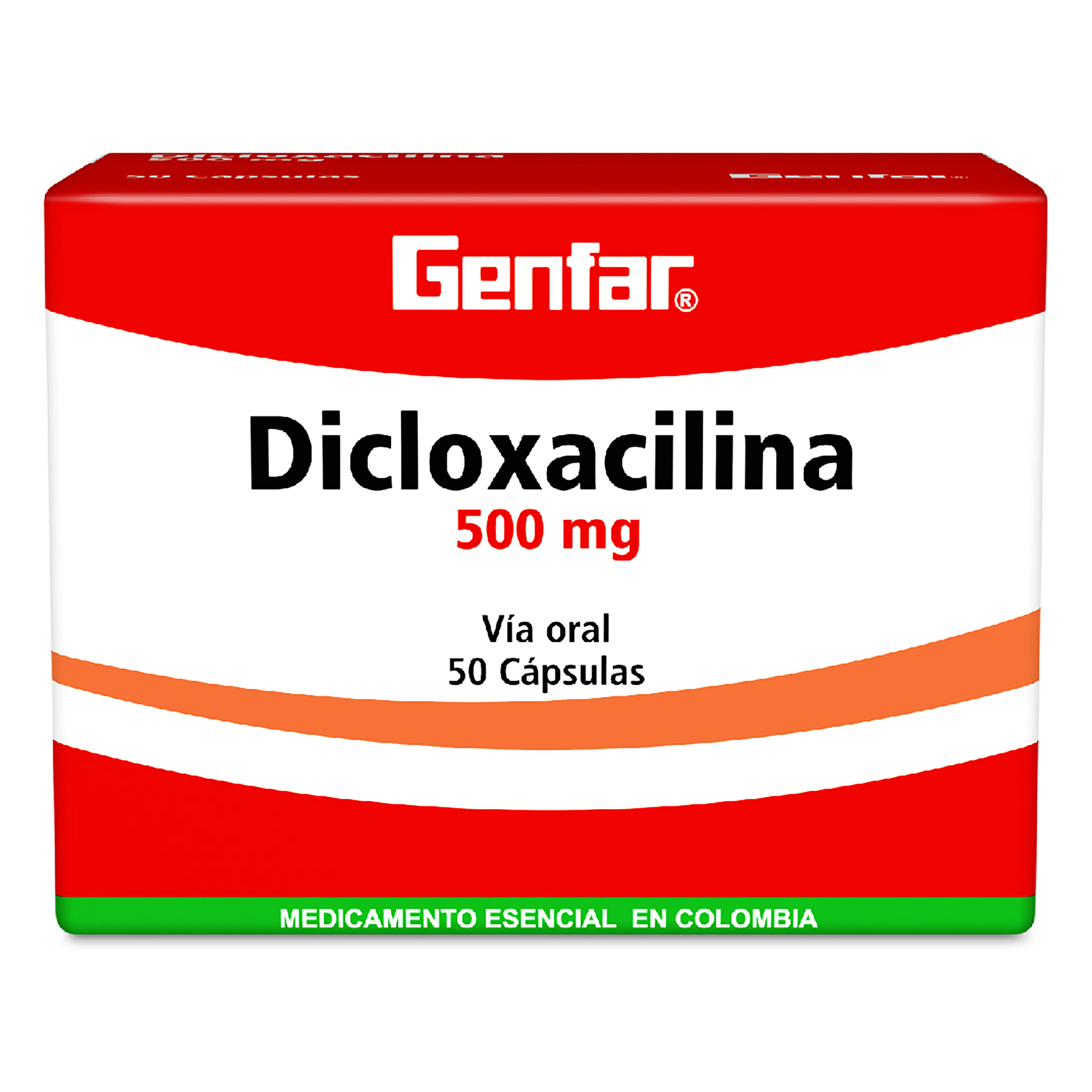 Dicloxacilina 500 mg – 50 cápsulas | Genfar