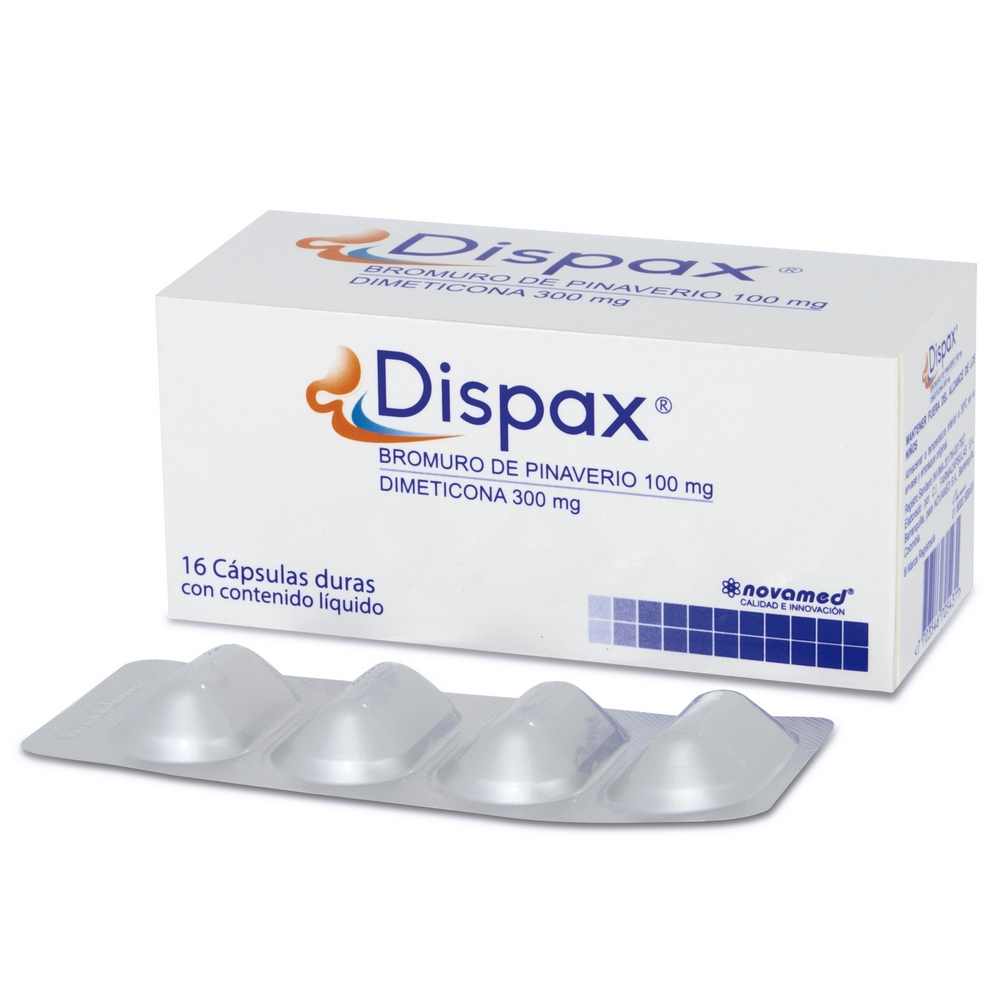 Dispax 16 cápsulas – dimeticona y bromuro de pinaverio