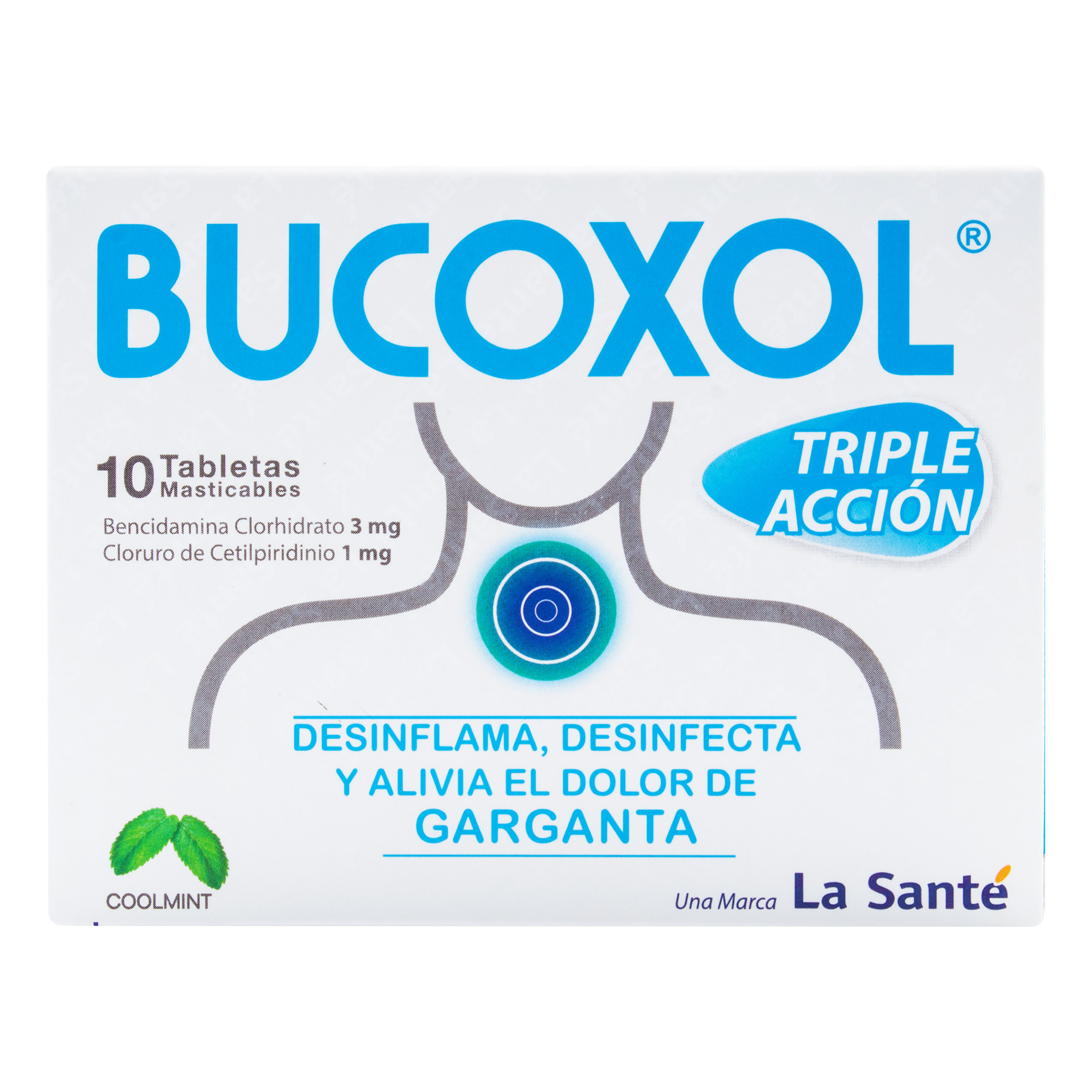 BUCOXOL Triple Acción CoolMint – Tabletas bucales 10 (Bencidamina + Cetilpiridinio)