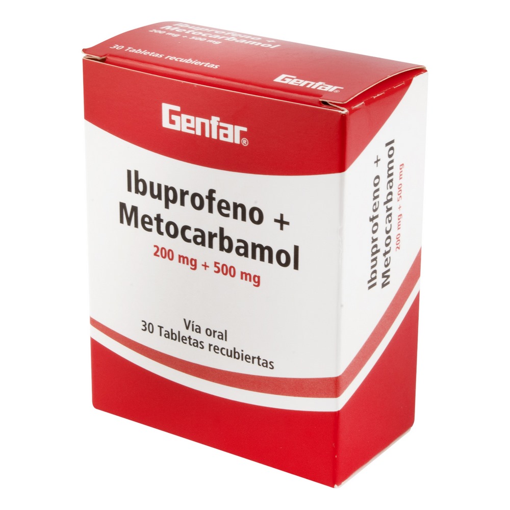 Ibuprofeno 200 mg + Metocarbamol 500 mg 30 tabletas Genfar