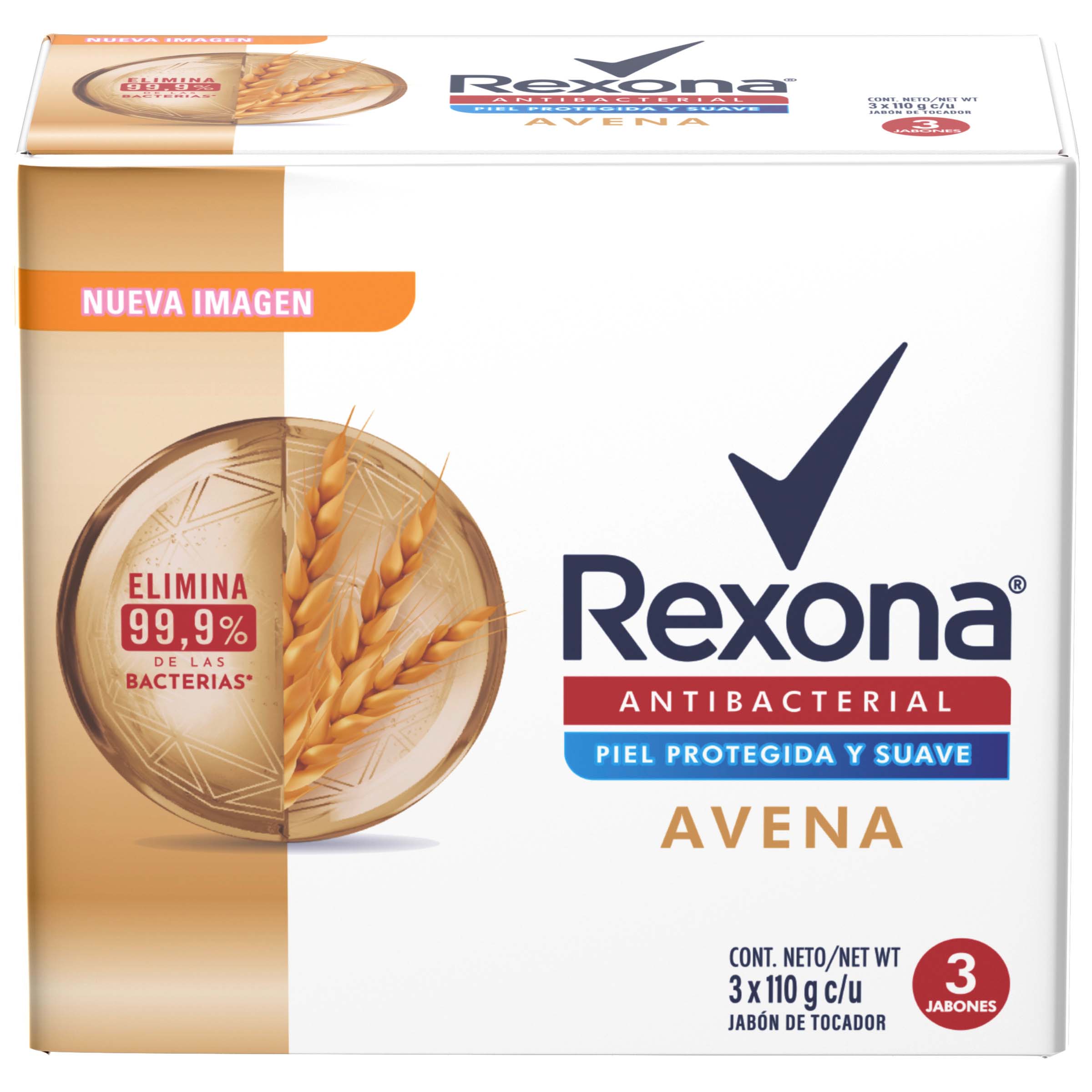 Jabón Rexona Antibac Avena 110 g - pack 3