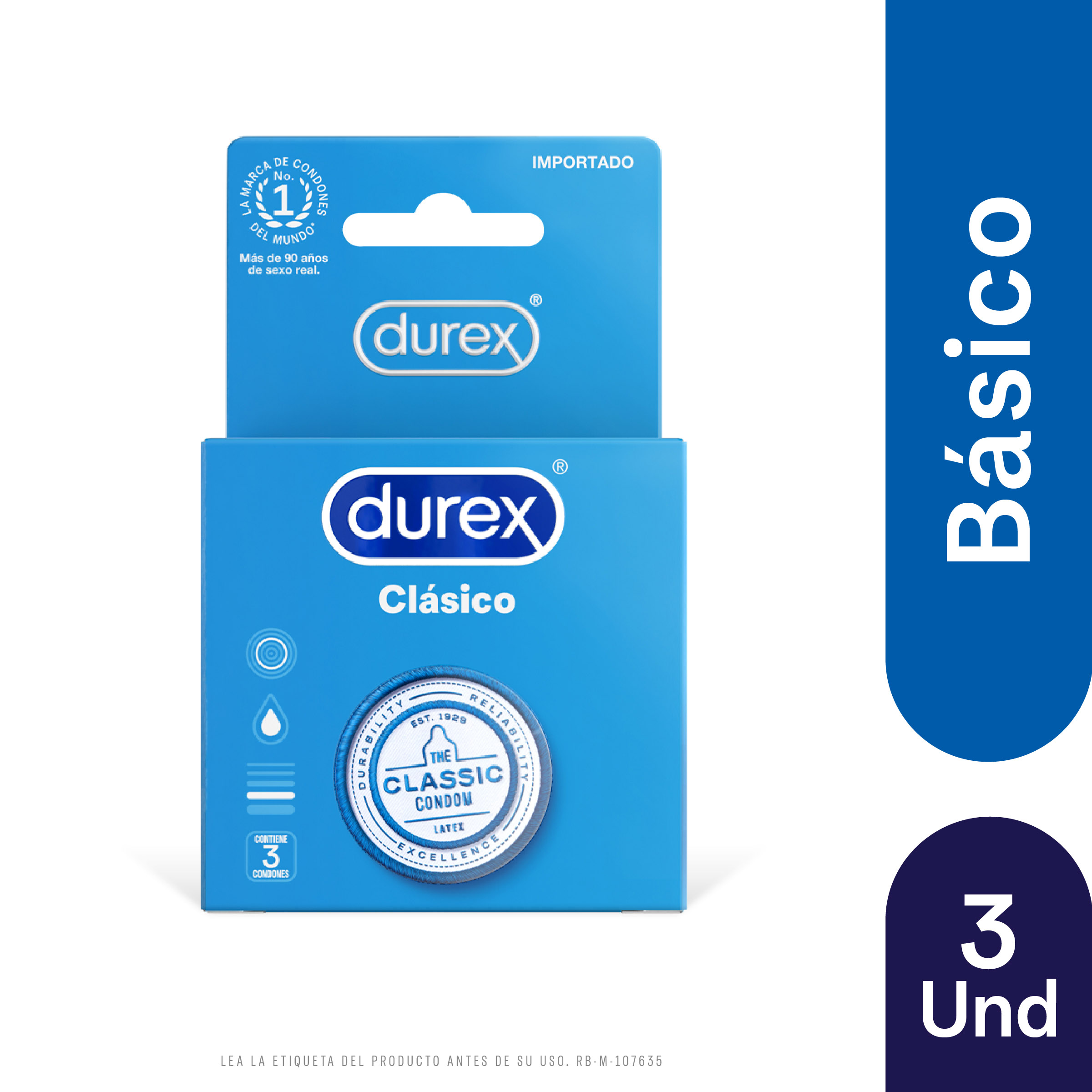 Preservativos DUREX Clásico – pack 3 unidades