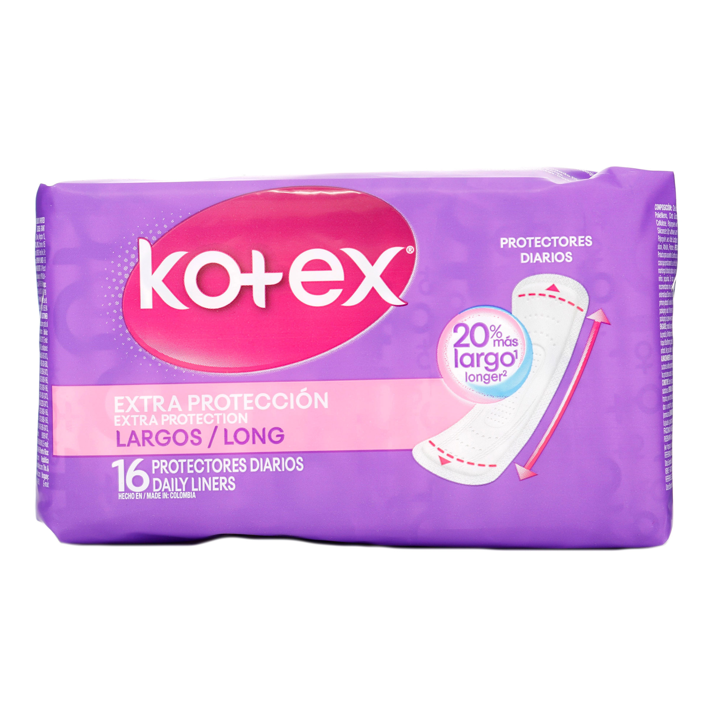 Protectores diarios Kotex largos – 16 unidades