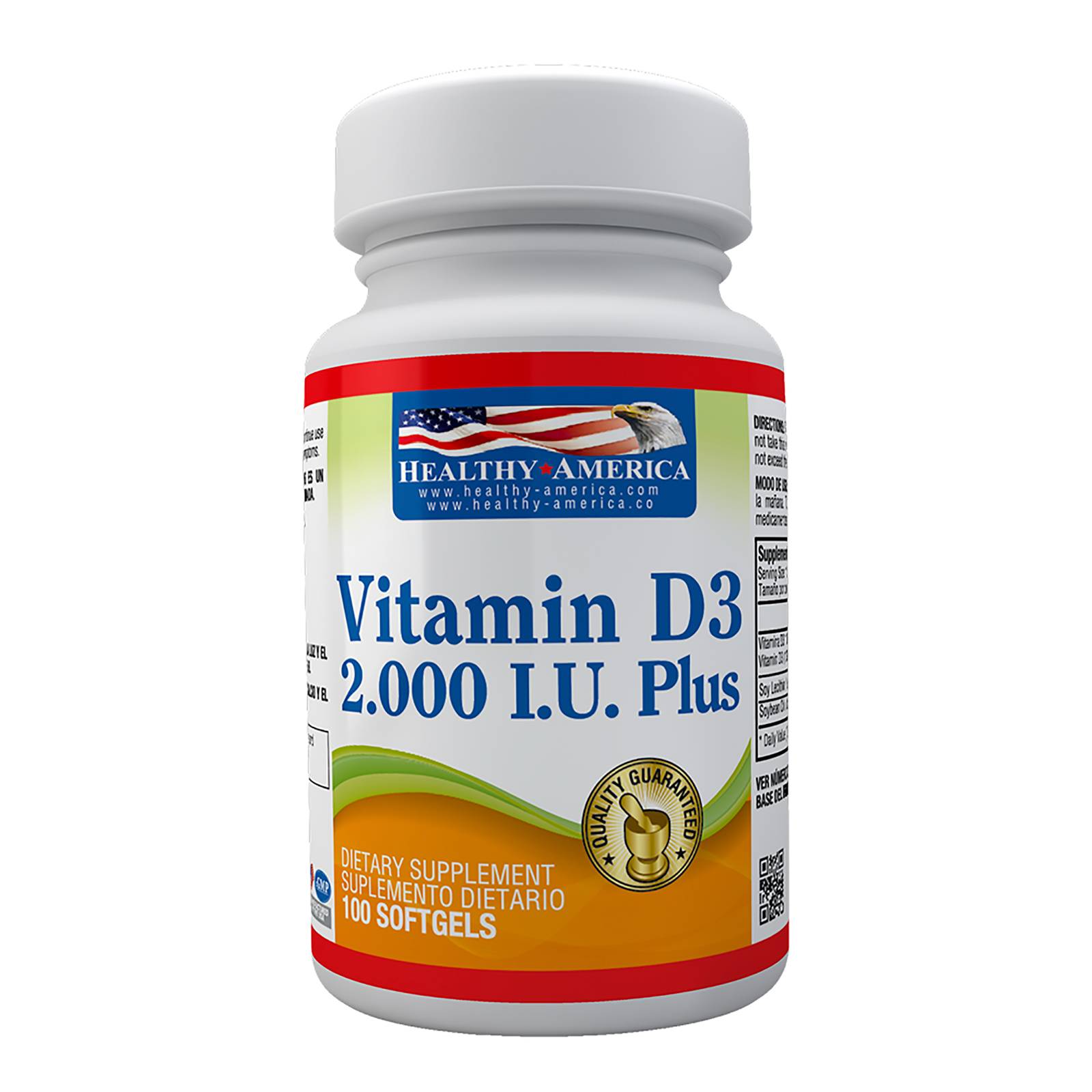 Vitamina D3 2000 UI – 100 softgels | Healthy America Colombia