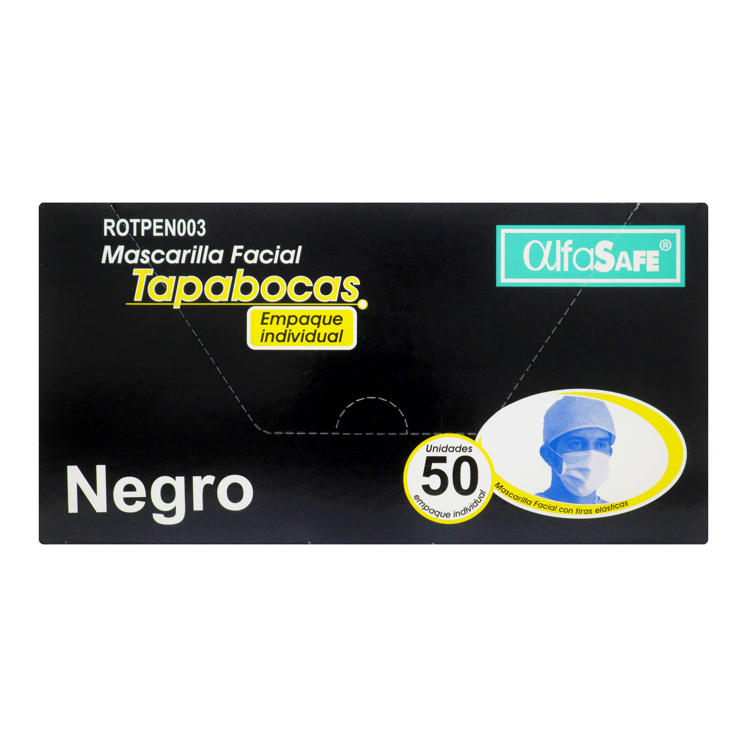 Tapabocas Alfa Safe Negro - 50 uds