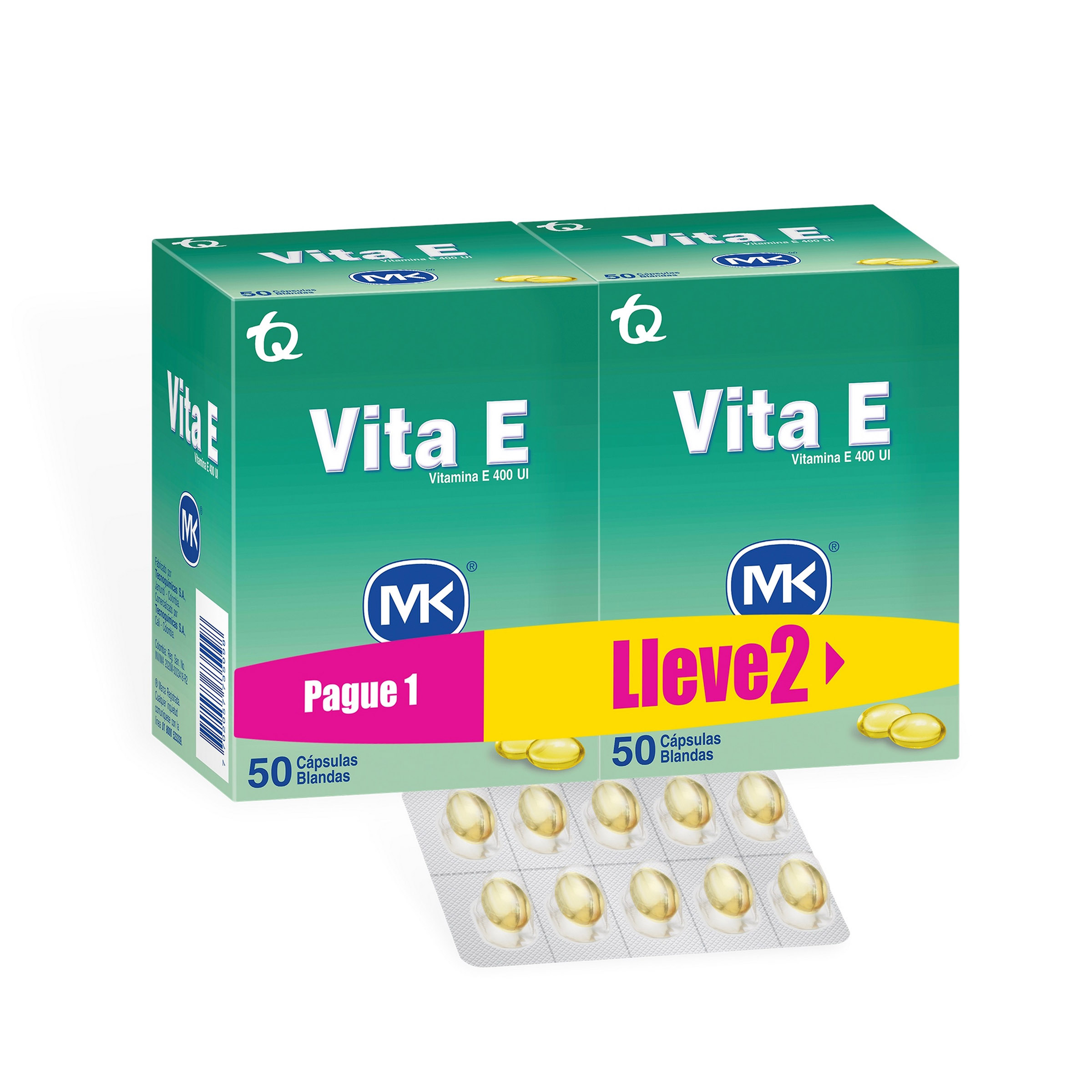 Vitamina E 400 UI – 50 cápsulas | TECNOQUIMICAS S.A.