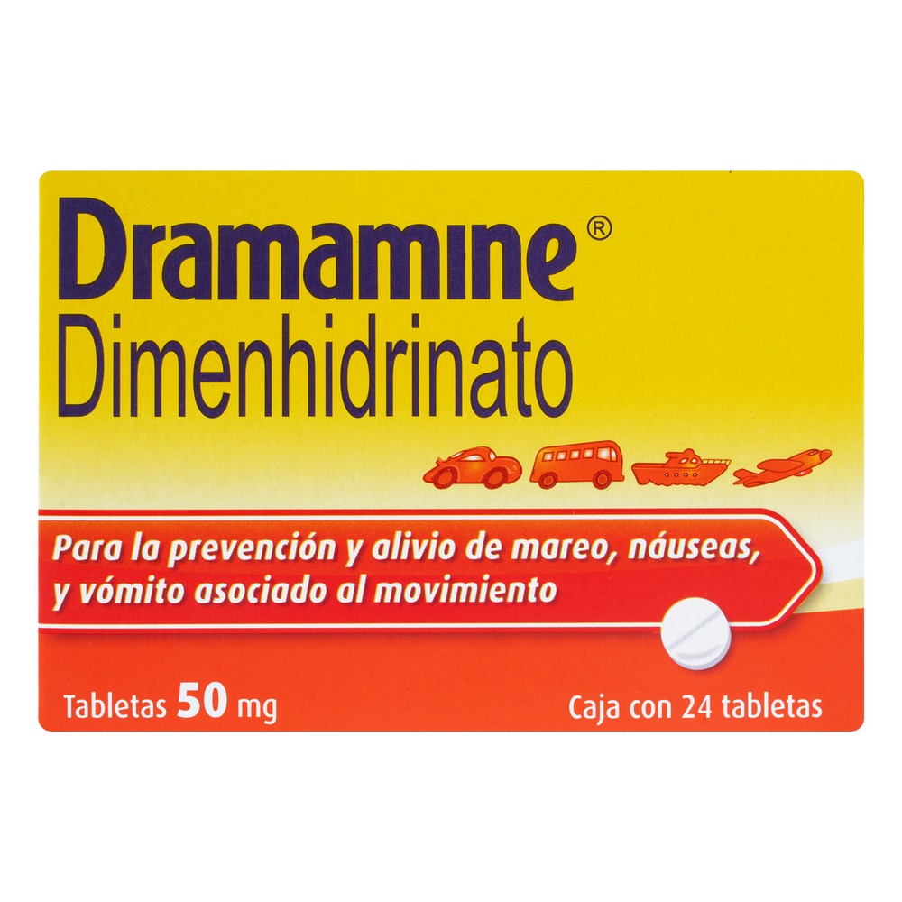 Dramamine 50 mg – Dimenhidrinato 24 tabletas
