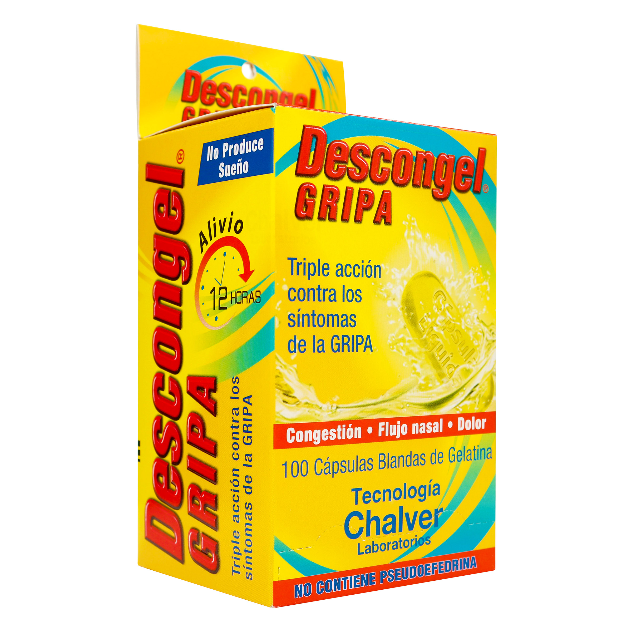 Descongel Gripa 100 cápsulas – acetaminofén, fenilefrina y loratadina