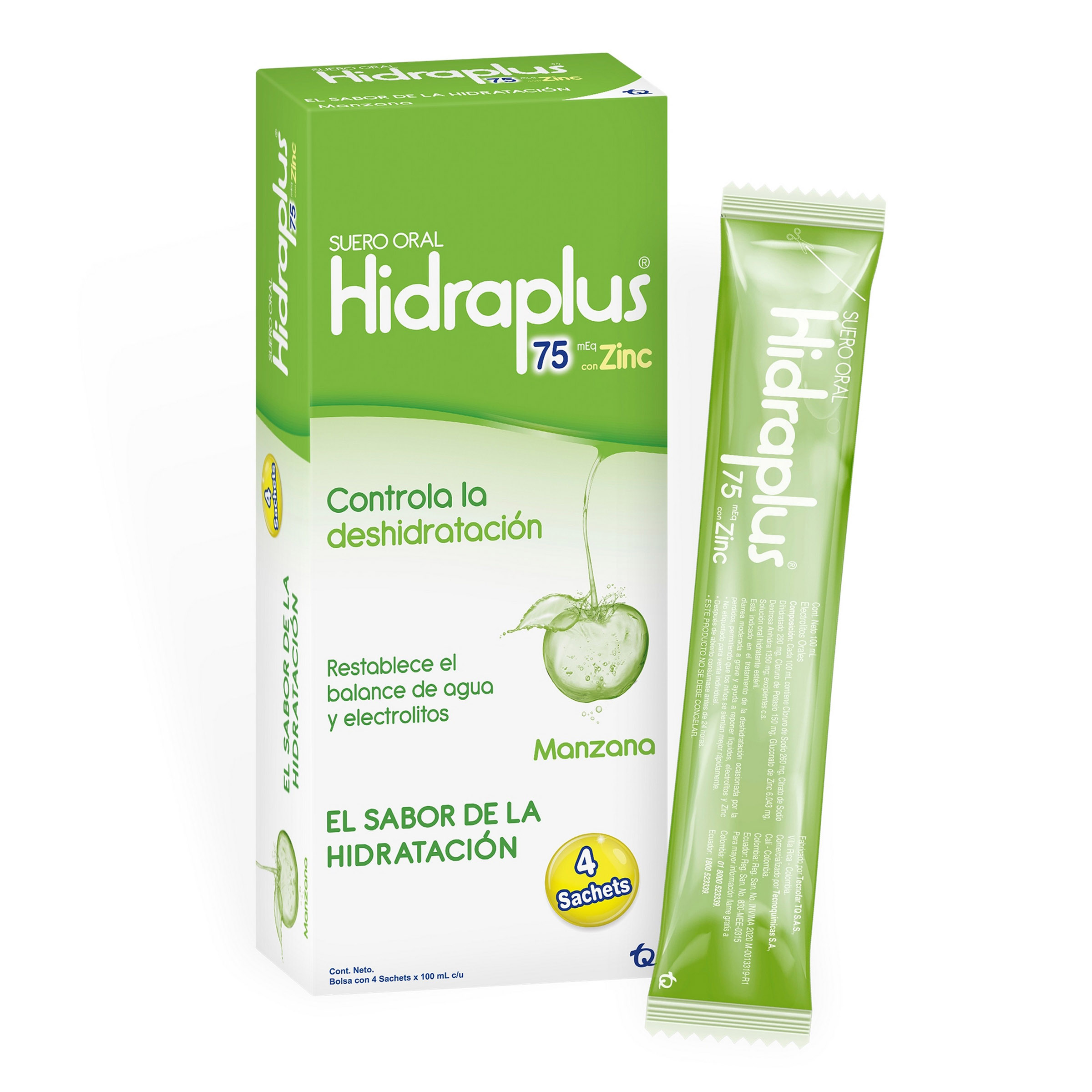 HidrPlus 75 Zinc Manzana – 4x100 ml