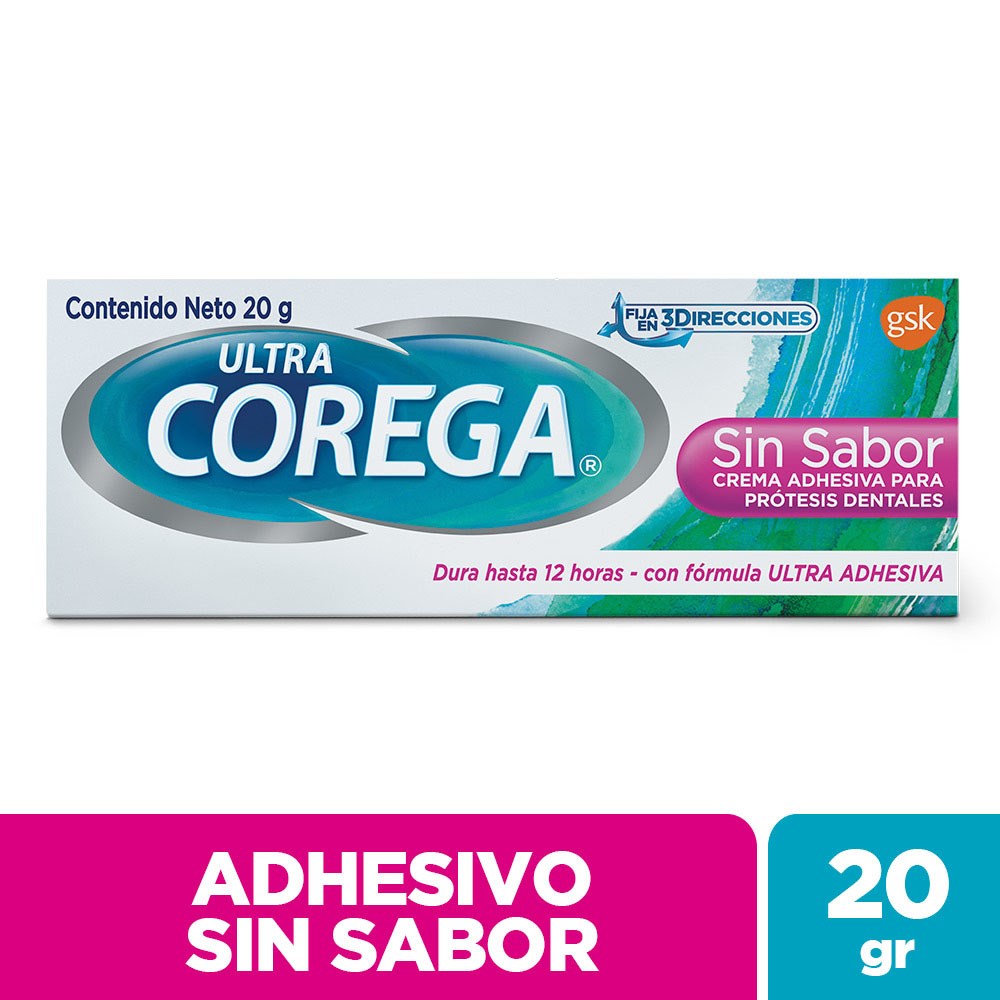 Corega Ultra 3D Sin Sabor – Crema Adhesiva para Dentaduras 20 g