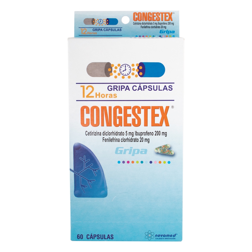 Congestex 60 cápsulas - Ibuprofeno, Fenilefrina y Cetirizina
