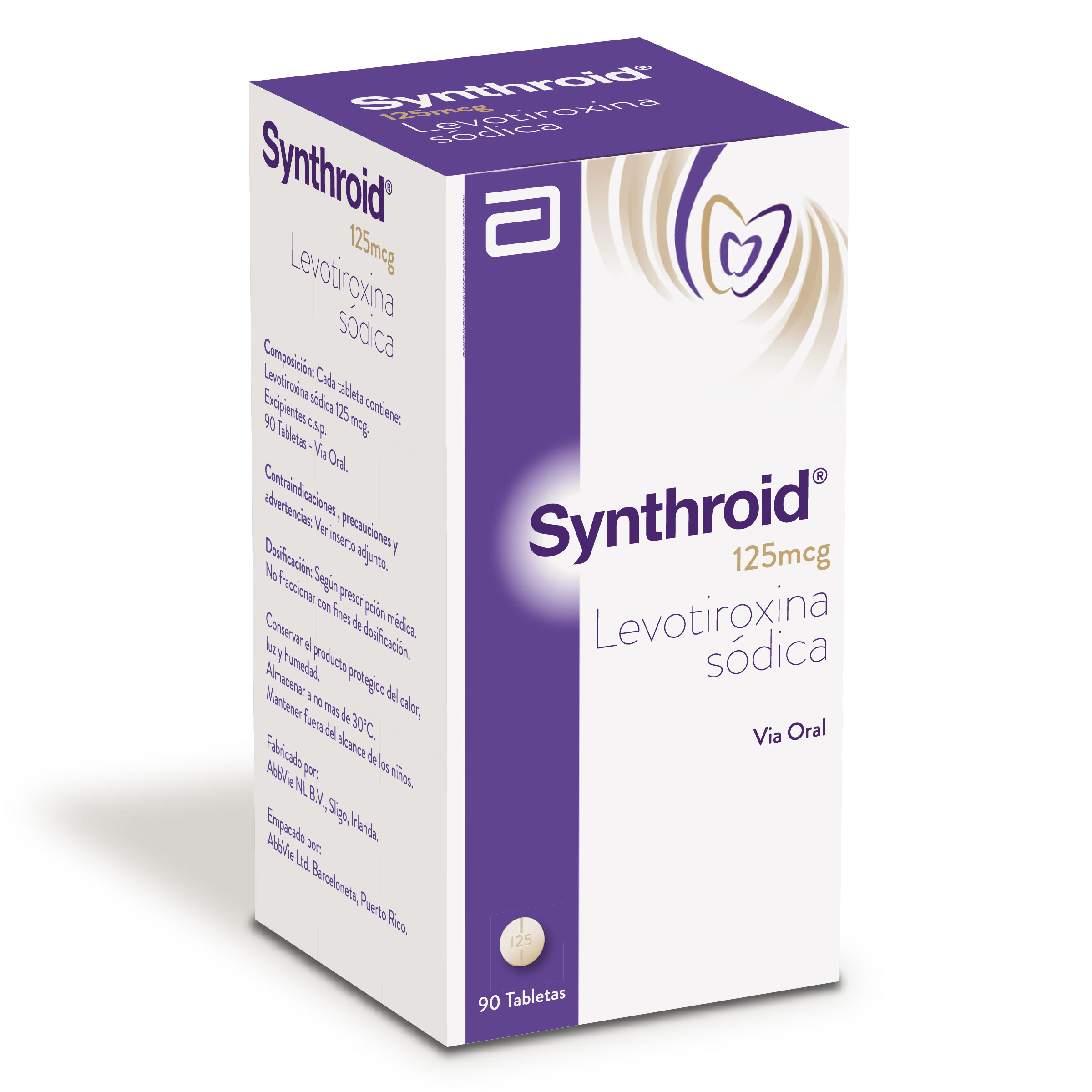 Synthroid 125 mcg – 90 tabletas