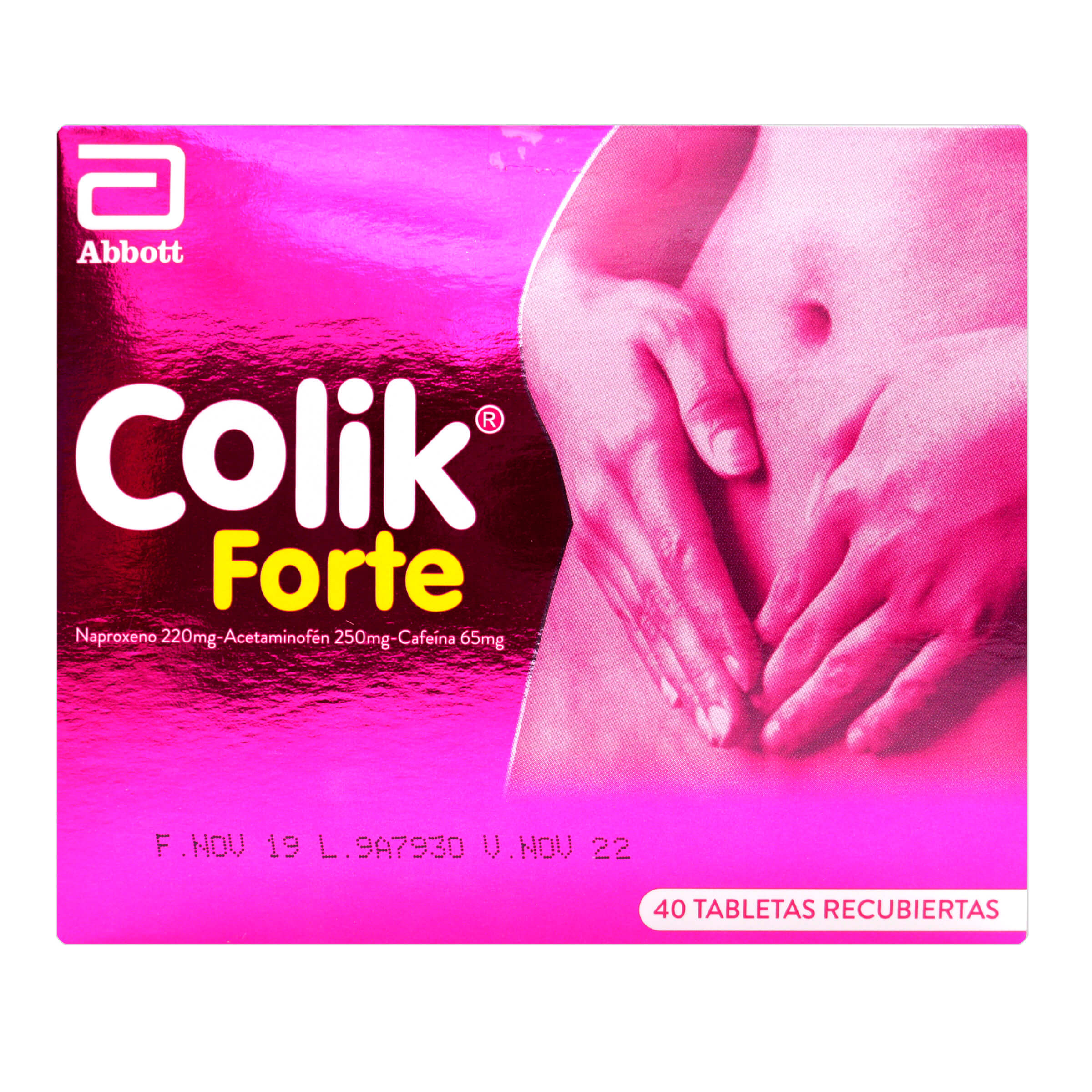 COLIK FORTE 40 TABLETAS – Acetaminofén + Naproxeno Sódico + Caféina