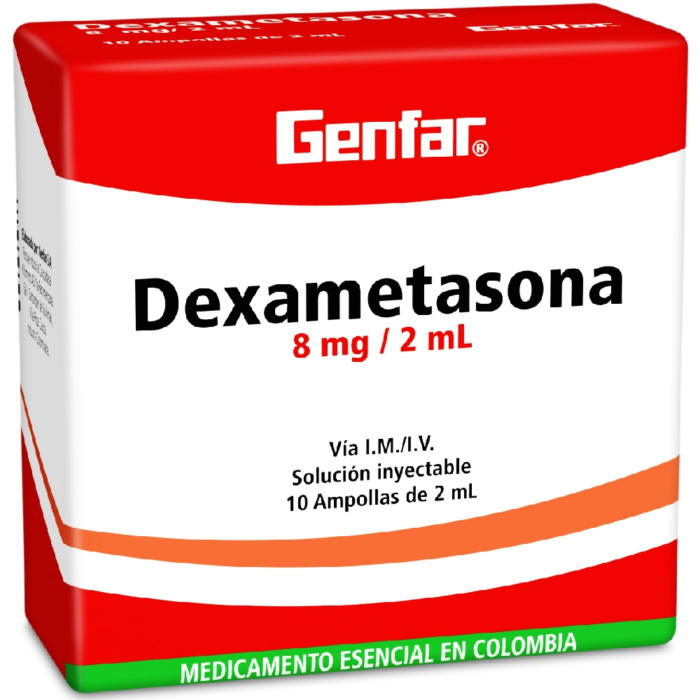 DEXAMETASONA 8 MG/2 ML – 10 AMPOLLAS (GENFAR)