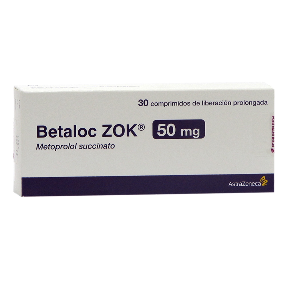 Betaloc Zok 50 mg - Metoprolol, 30 tabletas