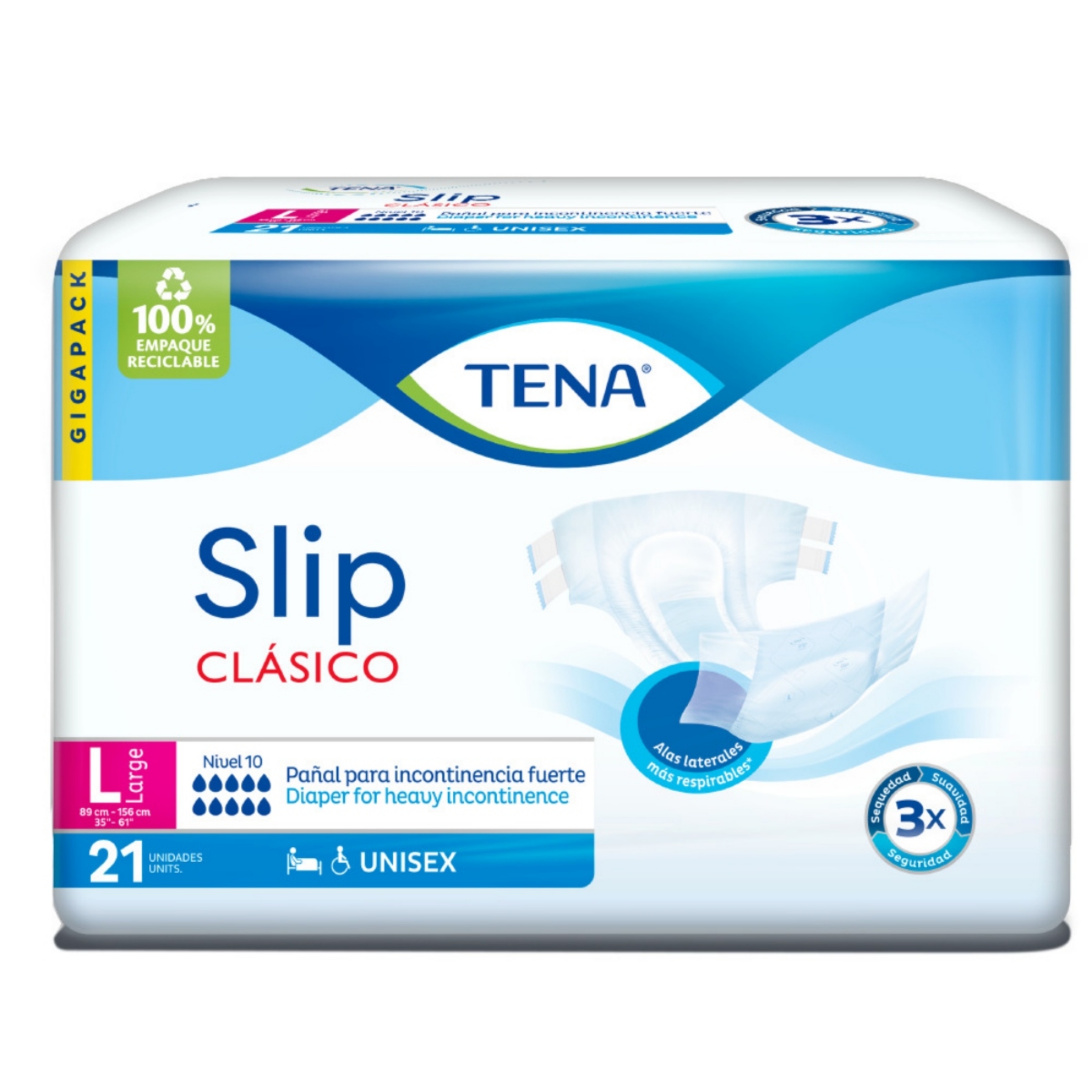 Pañales TENA Slip Clásico GDE 21 uds